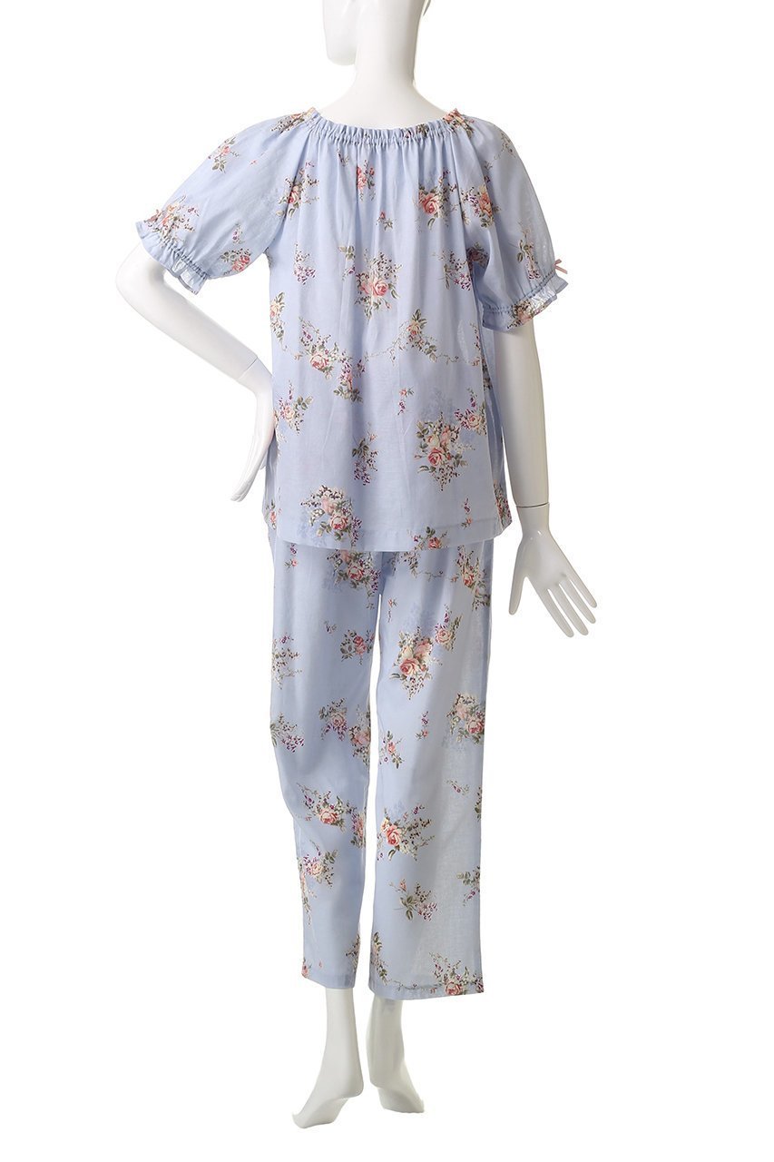 【イクコ/IKUKO】のシングルガーゼ花柄プリント パフスリーブパジャマ 人気、トレンドファッション・服の通販 founy(ファニー) 　ファッション　Fashion　レディースファッション　Fashion for Women　シャーリング　Shirring, Ruched　スリーブ　Sleeve, Long Sleeve / Short Sleeve　パジャマ　Pajamas, Sleepwear　プリント　Print, Printed Pattern　リボン　Ribbon, Bow　リラックス　Relax, Relaxed Fit　新作・新入荷　New Arrivals / New In　other-4|ID: prp329100004601488 ipo3291000000032715873