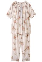 【イクコ/IKUKO】のシングルガーゼ花柄プリント フリルネック半袖パジャマ アイボリー|ID: prp329100004601489 ipo3291000000032715877