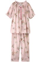 【イクコ/IKUKO】のシングルガーゼ花柄プリント フリルネック半袖パジャマ ピンク|ID: prp329100004601489 ipo3291000000032715878