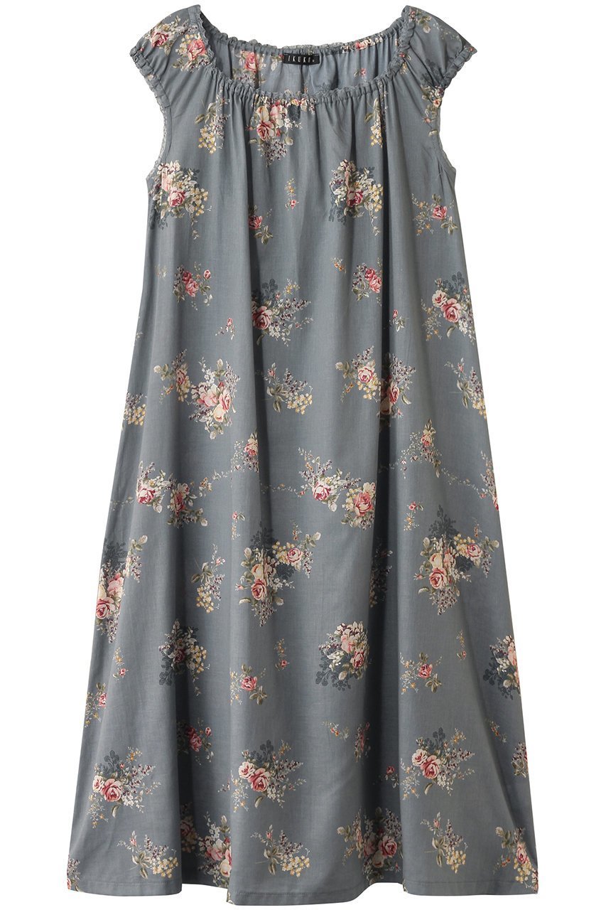 【イクコ/IKUKO】のシングルガーゼ花柄プリント フレンチスリーブネグリジェ インテリア・キッズ・メンズ・レディースファッション・服の通販 founy(ファニー) 　ファッション　Fashion　レディースファッション　Fashion for Women　シャーリング　Shirring, Ruched　スクエア　Square, Square Shape　スリーブ　Sleeve, Long Sleeve / Short Sleeve　デコルテ　Décolleté, Neckline　パジャマ　Pajamas, Sleepwear　フレンチ　French, French Style　プリント　Print, Printed Pattern　新作・新入荷　New Arrivals / New In　グレー|ID: prp329100004601490 ipo3291000000032715886