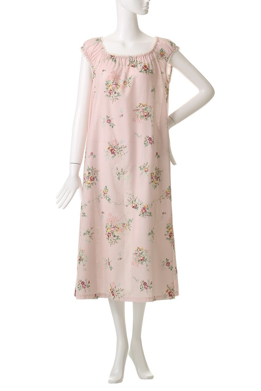 【イクコ/IKUKO】のシングルガーゼ花柄プリント フレンチスリーブネグリジェ 人気、トレンドファッション・服の通販 founy(ファニー) 　ファッション　Fashion　レディースファッション　Fashion for Women　シャーリング　Shirring, Ruched　スクエア　Square, Square Shape　スリーブ　Sleeve, Long Sleeve / Short Sleeve　デコルテ　Décolleté, Neckline　パジャマ　Pajamas, Sleepwear　フレンチ　French, French Style　プリント　Print, Printed Pattern　新作・新入荷　New Arrivals / New In　other-2|ID: prp329100004601490 ipo3291000000032715887