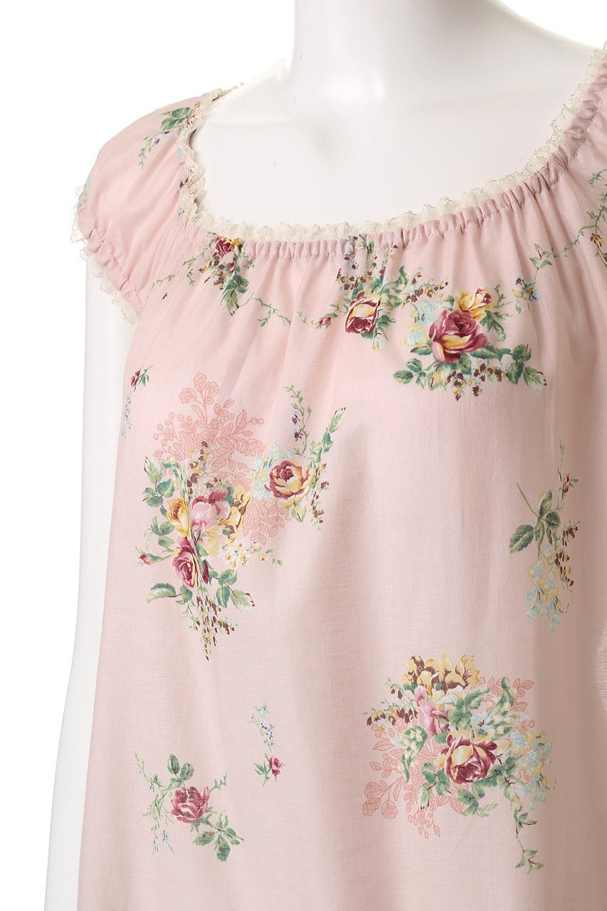 【イクコ/IKUKO】のシングルガーゼ花柄プリント フレンチスリーブネグリジェ 人気、トレンドファッション・服の通販 founy(ファニー) 　ファッション　Fashion　レディースファッション　Fashion for Women　シャーリング　Shirring, Ruched　スクエア　Square, Square Shape　スリーブ　Sleeve, Long Sleeve / Short Sleeve　デコルテ　Décolleté, Neckline　パジャマ　Pajamas, Sleepwear　フレンチ　French, French Style　プリント　Print, Printed Pattern　新作・新入荷　New Arrivals / New In　other-5|ID: prp329100004601490 ipo3291000000032715890