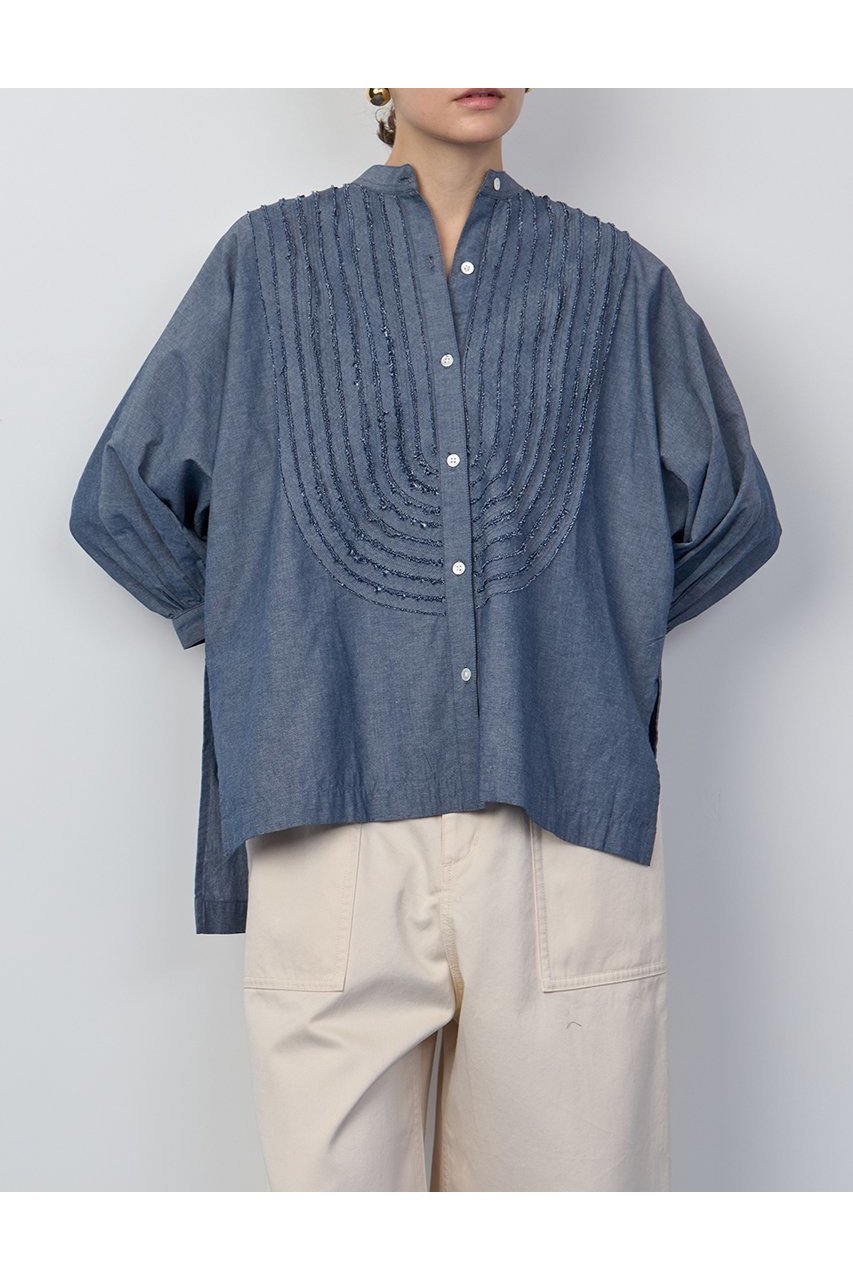 【ハウス オブ ロータス/HOUSE OF LOTUS】のシャンブレーフリルシャツ 人気、トレンドファッション・服の通販 founy(ファニー) 　ファッション　Fashion　レディースファッション　Fashion for Women　トップス・カットソー　Cut & Sew Tops　シャツ・ブラウス・オフィスカジュアル　Elegant Blouses & Button-Ups　2025年　2025　2025-2026秋冬・A/W　Autumn/Winter 2025–26 AW25–26　ギャザー　Gathered, Ruffled　シャンブレー　Chambray, Denim-Like Fabric　ショート　Short, Short Length　スリーブ　Sleeve, Long Sleeve / Short Sleeve　デニム　Denim, Jeans Material　フリル　Frill, Ruffle　フリンジ　Fringe, Tassel　フロント　Front, Front Design　ヘムライン　Hemline, Bottom Cut　夏　Summer　A/W・秋冬　Autumn/Winter　other-6|ID: prp329100004601495 ipo3291000000032715972