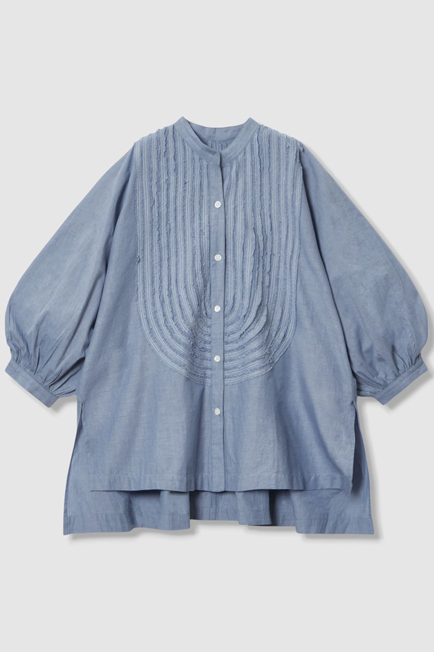 【ハウス オブ ロータス/HOUSE OF LOTUS】のシャンブレーフリルシャツ インテリア・キッズ・メンズ・レディースファッション・服の通販 founy(ファニー) ファッション Fashion レディースファッション Fashion for Women トップス・カットソー Cut & Sew Tops シャツ・ブラウス・オフィスカジュアル Elegant Blouses & Button-Ups ギャザー Gathered, Ruffled シャンブレー Chambray, Denim-Like Fabric ショート Short, Short Length スリーブ Sleeve, Long Sleeve / Short Sleeve デニム Denim, Jeans Material フリル Frill, Ruffle フリンジ Fringe, Tassel フロント Front, Front Design ヘムライン Hemline, Bottom Cut 夏 Summer ブルー|ID: prp329100004601495 ipo3291000000034514983