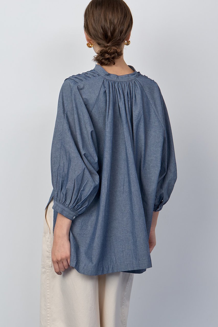 【ハウス オブ ロータス/HOUSE OF LOTUS】のシャンブレーフリルシャツ 人気、トレンドファッション・服の通販 founy(ファニー) ファッション Fashion レディースファッション Fashion for Women トップス・カットソー Cut & Sew Tops シャツ・ブラウス・オフィスカジュアル Elegant Blouses & Button-Ups ギャザー Gathered, Ruffled シャンブレー Chambray, Denim-Like Fabric ショート Short, Short Length スリーブ Sleeve, Long Sleeve / Short Sleeve デニム Denim, Jeans Material フリル Frill, Ruffle フリンジ Fringe, Tassel フロント Front, Front Design ヘムライン Hemline, Bottom Cut 夏 Summer other-5|ID: prp329100004601495 ipo3291000000034514988