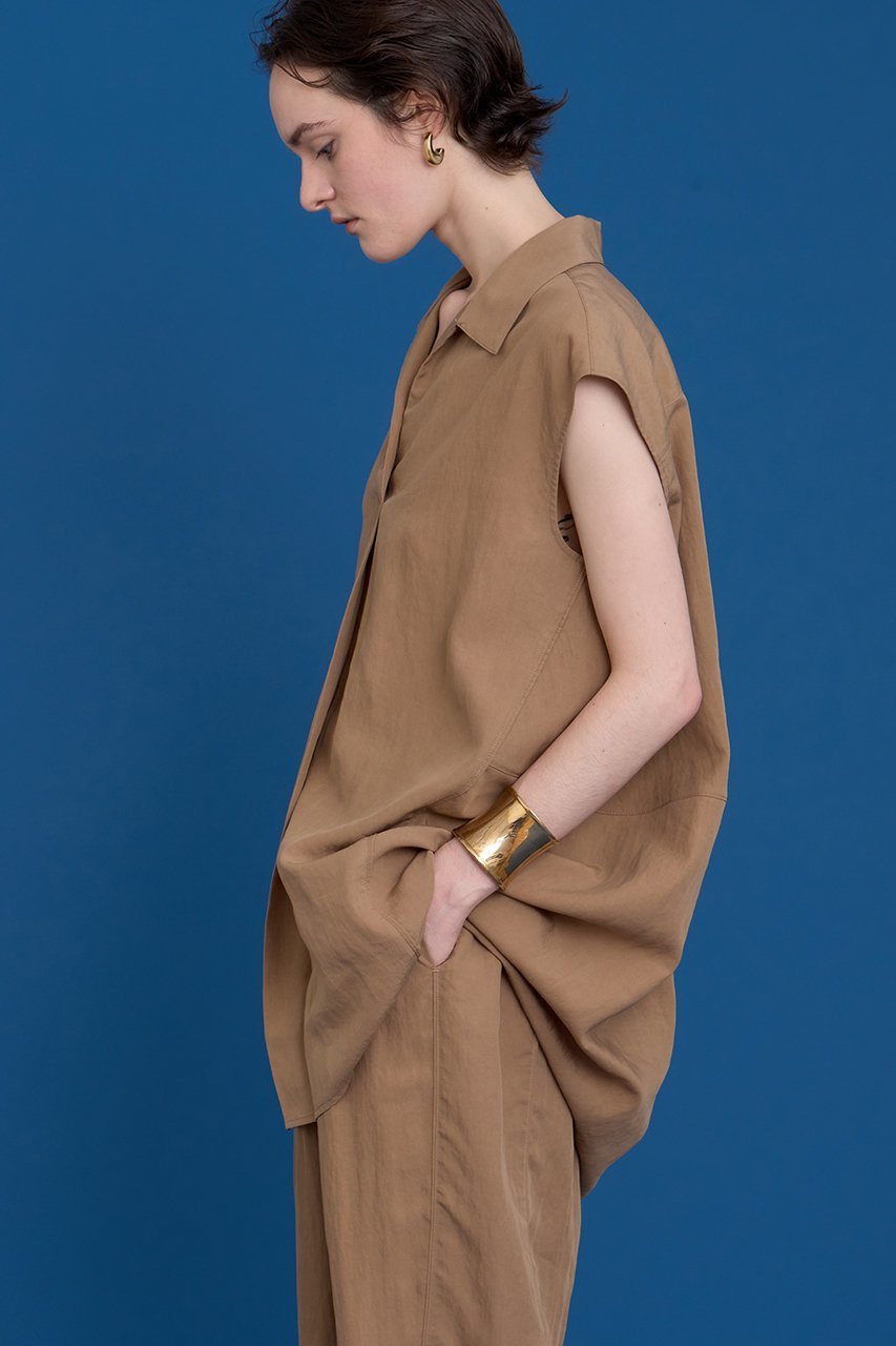 【ハウス オブ ロータス/HOUSE OF LOTUS】のフィブリルポプリンオープンカラーブラウス 人気、トレンドファッション・服の通販 founy(ファニー) 　ファッション　Fashion　レディースファッション　Fashion for Women　トップス・カットソー　Cut & Sew Tops　キャミソール&ノースリーブ　Camisoles & Sleeveless Tops　シャツ・ブラウス・オフィスカジュアル　Elegant Blouses & Button-Ups　セットアップ　Set-Up, Coordinated Outfit　タンブラー　Tumbler, Travel Mug　ノースリーブ　Sleeveless, No-Sleeve　バランス　Balance, Style Balance　フロント　Front, Front Design　今季　This Season, Current Season　other-3|ID: prp329100004601497 ipo3291000000034514994