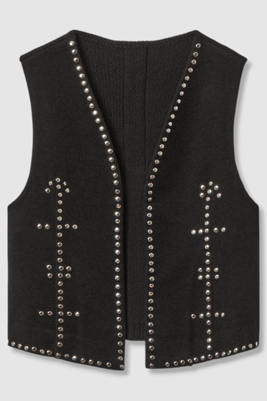 【ハウス オブ ロータス/HOUSE OF LOTUS】のドッキングスタッズジレ インテリア・キッズ・メンズ・レディースファッション・服の通販 founy(ファニー) 　ファッション　Fashion　レディースファッション　Fashion for Women　アウター　Coat / Outerwear Collection　レディースジャケット・軽アウター　Jackets　2025年　2025　2025-2026秋冬・A/W　Autumn/Winter 2025–26 AW25–26　シンプル　Simple, Minimal　ジャケット　Jacket, Outerwear　スタッズ　Studs, Metal Accents　フロント　Front, Front Design　ベスト　Vest, Waistcoat　ランダム　Random, Irregular　A/W・秋冬　Autumn/Winter　ブラック|ID: prp329100004601508 ipo3291000000032716064