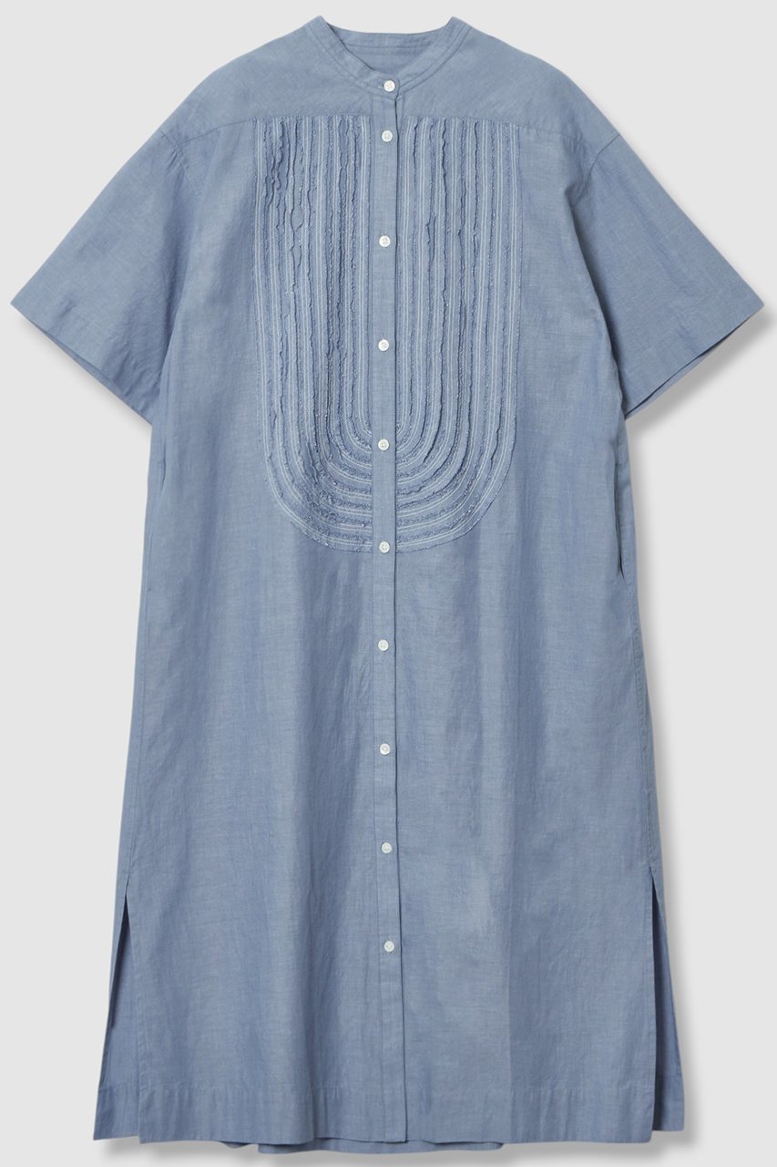 【ハウス オブ ロータス/HOUSE OF LOTUS】のシャンブレーフリルシャツワンピース 人気、トレンドファッション・服の通販 founy(ファニー) 　ファッション　Fashion　レディースファッション　Fashion for Women　ワンピース　Dresses　シャツワンピース / 1枚で着映えコーデ　Shirt Dresses　チュニック　Tunic Tops & Dresses　シャンブレー　Chambray, Denim-Like Fabric　スリット　Slit, Slit Detail　チュニック　Tunic, Long Top　デニム　Denim, Jeans Material　フリル　Frill, Ruffle　フリンジ　Fringe, Tassel　フロント　Front, Front Design　ロング　Long, Long-Length　再入荷　Restock / Back in Stock　夏　Summer　羽織　Haori, Light Jacket　 other-1|ID: prp329100004601560 ipo3291000000034514975