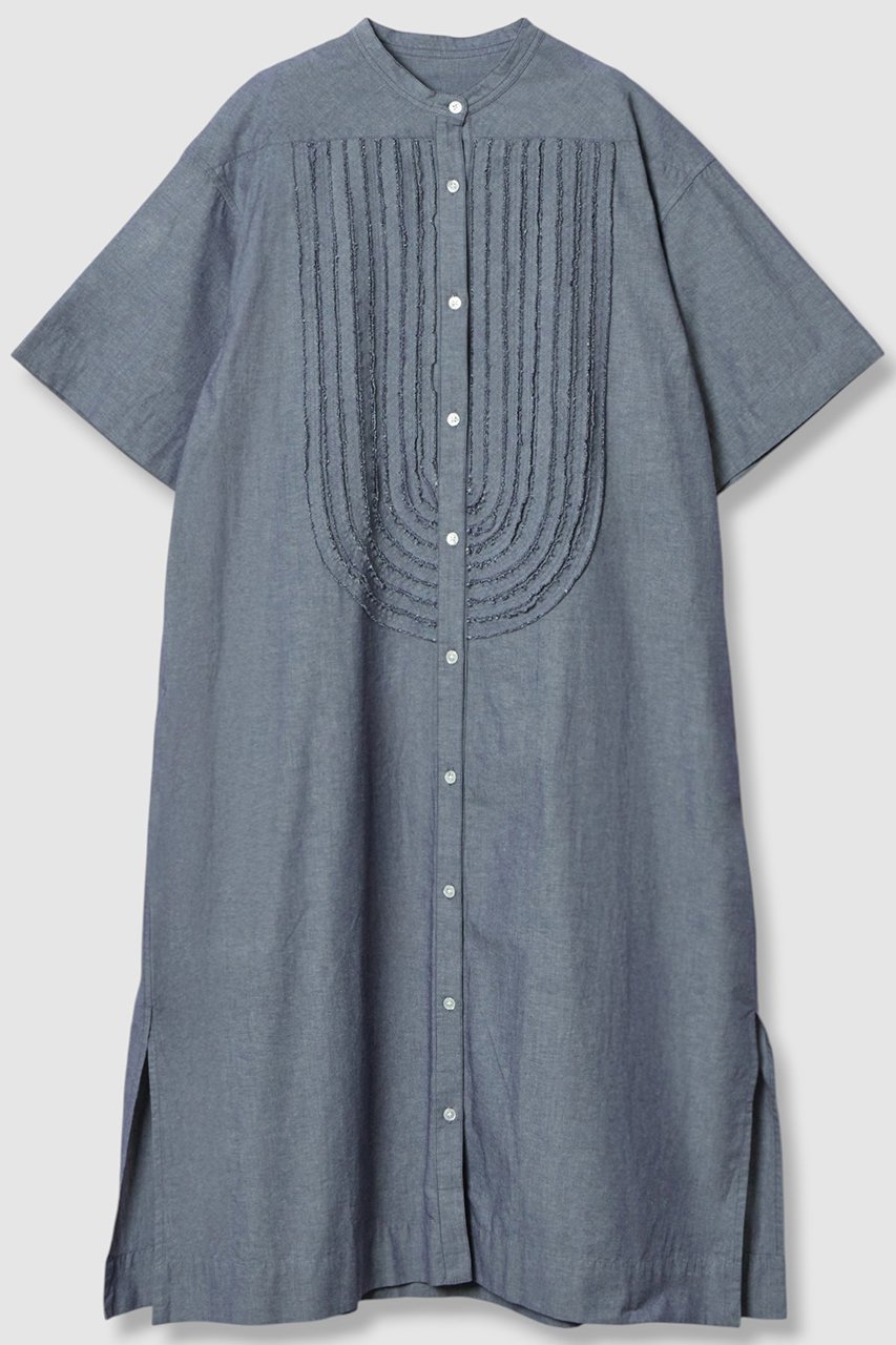 【ハウス オブ ロータス/HOUSE OF LOTUS】のシャンブレーフリルシャツワンピース インテリア・キッズ・メンズ・レディースファッション・服の通販 founy(ファニー) 　ファッション　Fashion　レディースファッション　Fashion for Women　ワンピース　Dresses　シャツワンピース / 1枚で着映えコーデ　Shirt Dresses　チュニック　Tunic Tops & Dresses　シャンブレー　Chambray, Denim-Like Fabric　スリット　Slit, Slit Detail　チュニック　Tunic, Long Top　デニム　Denim, Jeans Material　フリル　Frill, Ruffle　フリンジ　Fringe, Tassel　フロント　Front, Front Design　ロング　Long, Long-Length　夏　Summer　羽織　Haori, Light Jacket　ネイビー|ID: prp329100004601560 ipo3291000000035510376