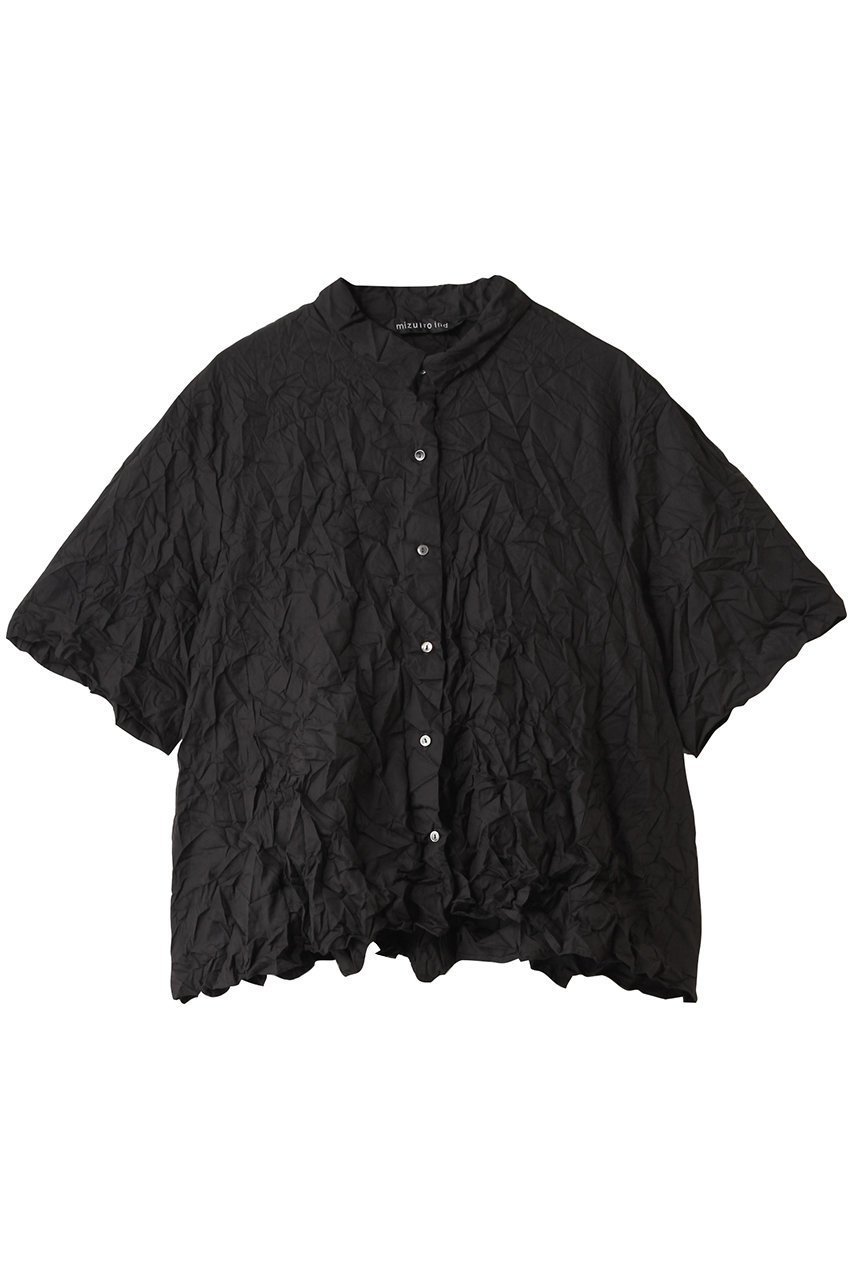 【ミズイロ インド/mizuiro ind】のwasher pleats flare check shirt シャツ インテリア・キッズ・メンズ・レディースファッション・服の通販 founy(ファニー) 　ファッション　Fashion　レディースファッション　Fashion for Women　トップス・カットソー　Cut & Sew Tops　シャツ・ブラウス・オフィスカジュアル　Elegant Blouses & Button-Ups　おすすめ　Recommended / Our Picks　イレギュラー　Irregular Design　ショート　Short, Short Length　スリーブ　Sleeve, Long Sleeve / Short Sleeve　フロント　Front, Front Design　ランダム　Random, Irregular　半袖　Short Sleeve, Half Sleeve　新作・新入荷　New Arrivals / New In　black|ID: prp329100004601633 ipo3291000000032716799