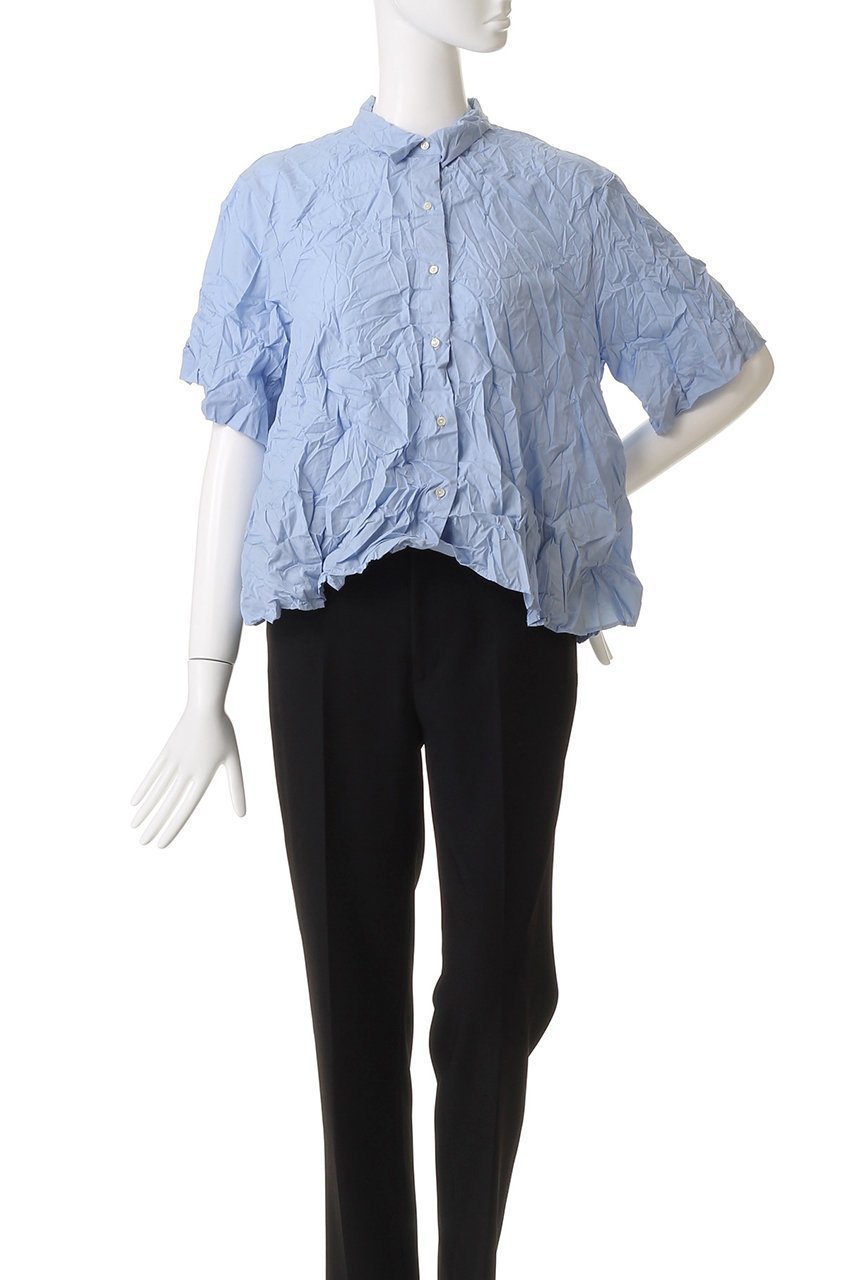 【ミズイロ インド/mizuiro ind】のwasher pleats flare check shirt シャツ 人気、トレンドファッション・服の通販 founy(ファニー) 　ファッション　Fashion　レディースファッション　Fashion for Women　トップス・カットソー　Cut & Sew Tops　シャツ・ブラウス・オフィスカジュアル　Elegant Blouses & Button-Ups　おすすめ　Recommended / Our Picks　イレギュラー　Irregular Design　ショート　Short, Short Length　スリーブ　Sleeve, Long Sleeve / Short Sleeve　フロント　Front, Front Design　ランダム　Random, Irregular　半袖　Short Sleeve, Half Sleeve　other-2|ID: prp329100004601633 ipo3291000000035062851