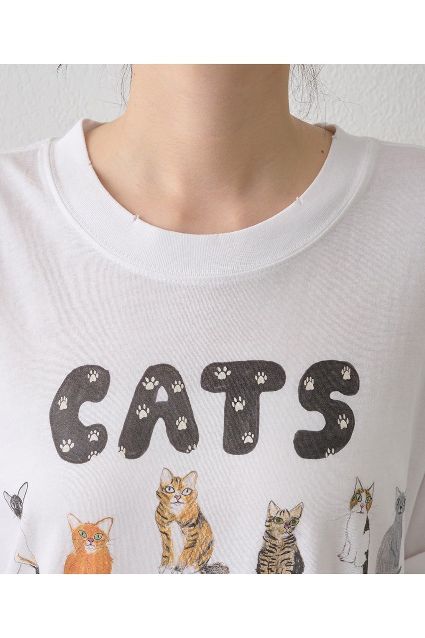 【ウィムガゼット/Whim Gazette】の【UNFORTUNATE PORTRAIT】Cats TEE 人気、トレンドファッション・服の通販 founy(ファニー) 　ファッション　Fashion　レディースファッション　Fashion for Women　トップス・カットソー　Cut & Sew Tops　シャツ・ブラウス・オフィスカジュアル　Elegant Blouses & Button-Ups　ロングTシャツ・Tシャツ　Longline T-Shirts & Tees　カットソー・ベーシックTシャツ　Cut-and-Sewn Tops / Stretch Tees & Basics　イラスト　Illustration　インナー　Innerwear　カーディガン　Cardigan, Knitwear　キャラクター　Character, Licensed Characters　ショート　Short, Short Length　ジャケット　Jacket, Outerwear　スリーブ　Sleeve, Long Sleeve / Short Sleeve　ダメージ　Distressed, Destroyed　猫　Cat, Kitty　プリント　Print, Printed Pattern　おすすめ　Recommended / Our Picks　新作・新入荷　New Arrivals / New In　other-7|ID: prp329100004601636 ipo3291000000032716839