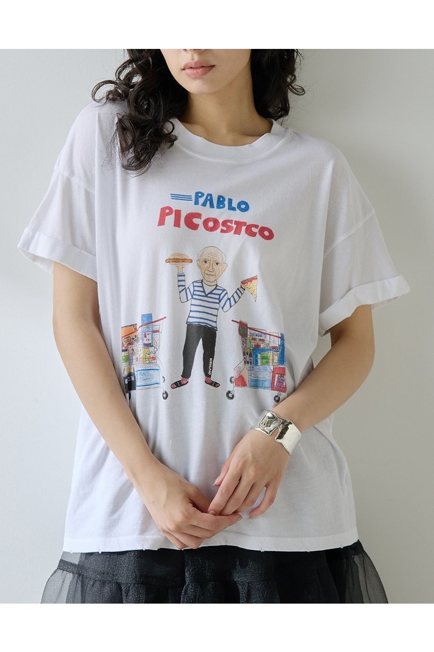 【ウィムガゼット/Whim Gazette】の【UNFORTUNATE PORTRAIT】Pablo Piccostco T 人気、トレンドファッション・服の通販 founy(ファニー) 　ファッション　Fashion　レディースファッション　Fashion for Women　トップス・カットソー　Cut & Sew Tops　シャツ・ブラウス・オフィスカジュアル　Elegant Blouses & Button-Ups　ロングTシャツ・Tシャツ　Longline T-Shirts & Tees　カットソー・ベーシックTシャツ　Cut-and-Sewn Tops / Stretch Tees & Basics　イラスト　Illustration　インナー　Innerwear　カーディガン　Cardigan, Knitwear　キャラクター　Character, Licensed Characters　ショート　Short, Short Length　ジャケット　Jacket, Outerwear　スリーブ　Sleeve, Long Sleeve / Short Sleeve　ダメージ　Distressed, Destroyed　プリント　Print, Printed Pattern　おすすめ　Recommended / Our Picks　新作・新入荷　New Arrivals / New In　 other-1|ID: prp329100004601640 ipo3291000000032716855