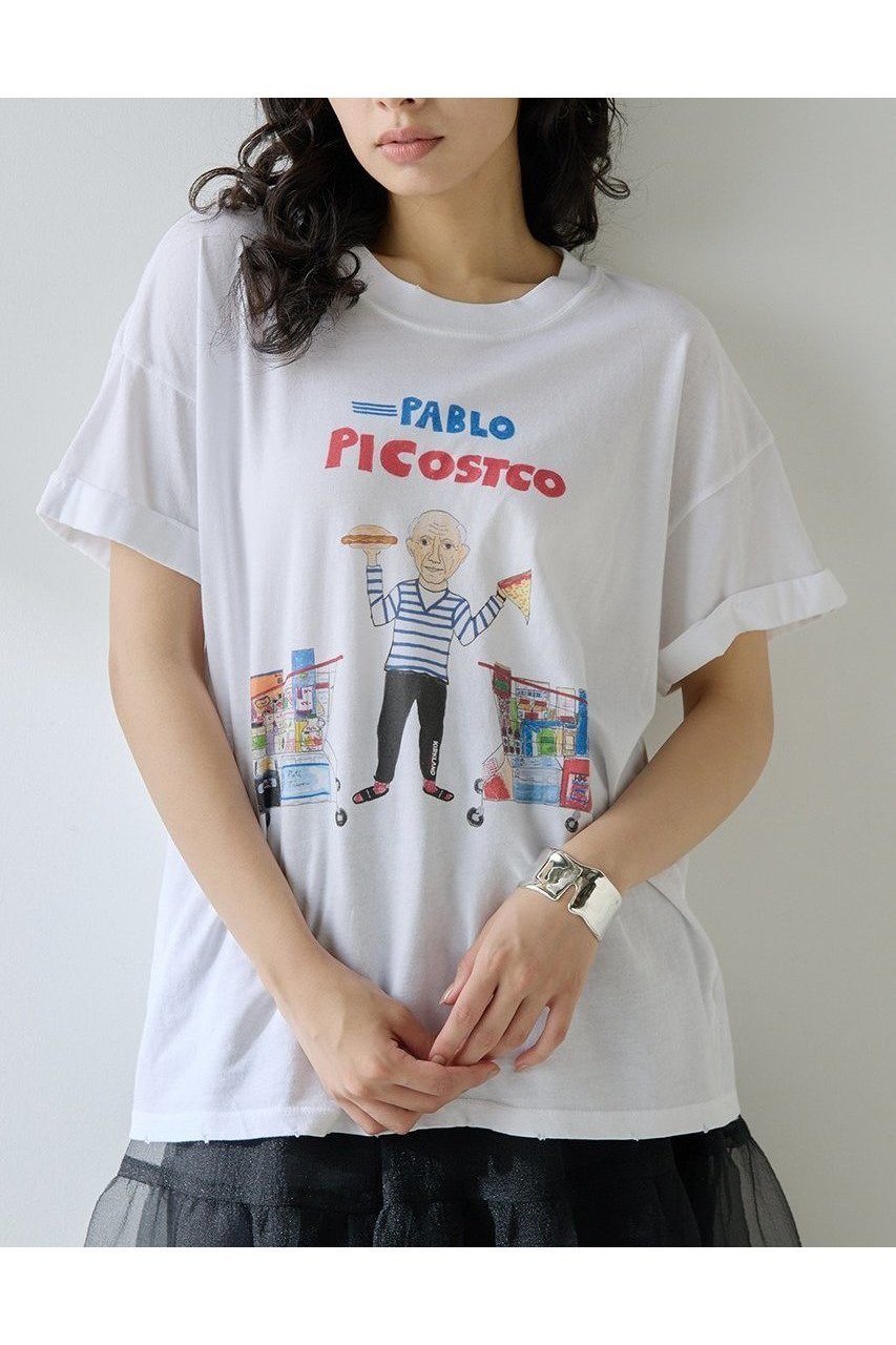 【ウィムガゼット/Whim Gazette】の【UNFORTUNATE PORTRAIT】Pablo Piccostco T インテリア・キッズ・メンズ・レディースファッション・服の通販 founy(ファニー) 　ファッション　Fashion　レディースファッション　Fashion for Women　トップス・カットソー　Cut & Sew Tops　シャツ・ブラウス・オフィスカジュアル　Elegant Blouses & Button-Ups　ロングTシャツ・Tシャツ　Longline T-Shirts & Tees　カットソー・ベーシックTシャツ　Cut-and-Sewn Tops / Stretch Tees & Basics　イラスト　Illustration　インナー　Innerwear　カーディガン　Cardigan, Knitwear　キャラクター　Character, Licensed Characters　ショート　Short, Short Length　ジャケット　Jacket, Outerwear　スリーブ　Sleeve, Long Sleeve / Short Sleeve　ダメージ　Distressed, Destroyed　プリント　Print, Printed Pattern　おすすめ　Recommended / Our Picks　新作・新入荷　New Arrivals / New In　ホワイト|ID: prp329100004601640 ipo3291000000032716858