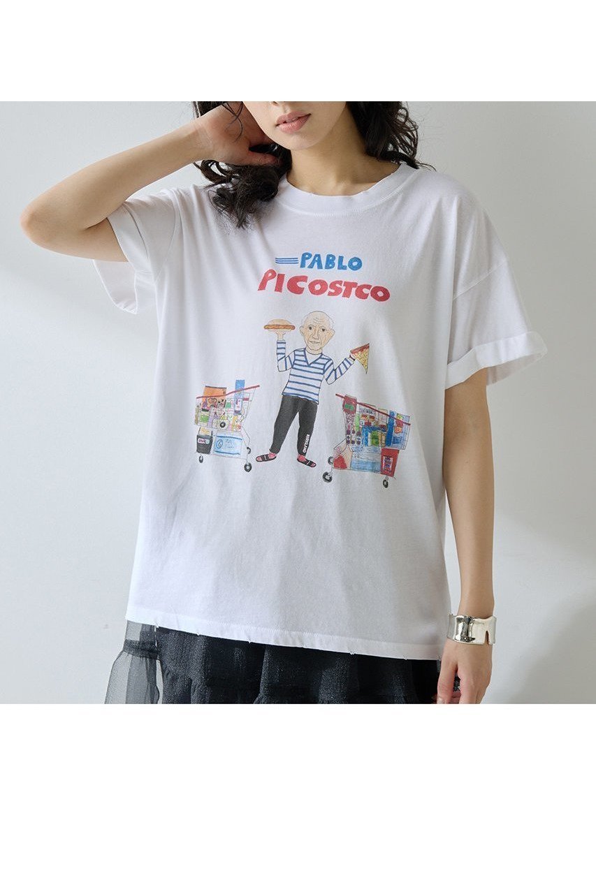 【ウィムガゼット/Whim Gazette】の【UNFORTUNATE PORTRAIT】Pablo Piccostco T 人気、トレンドファッション・服の通販 founy(ファニー) 　ファッション　Fashion　レディースファッション　Fashion for Women　トップス・カットソー　Cut & Sew Tops　シャツ・ブラウス・オフィスカジュアル　Elegant Blouses & Button-Ups　ロングTシャツ・Tシャツ　Longline T-Shirts & Tees　カットソー・ベーシックTシャツ　Cut-and-Sewn Tops / Stretch Tees & Basics　イラスト　Illustration　インナー　Innerwear　カーディガン　Cardigan, Knitwear　キャラクター　Character, Licensed Characters　ショート　Short, Short Length　ジャケット　Jacket, Outerwear　スリーブ　Sleeve, Long Sleeve / Short Sleeve　ダメージ　Distressed, Destroyed　プリント　Print, Printed Pattern　おすすめ　Recommended / Our Picks　新作・新入荷　New Arrivals / New In　other-3|ID: prp329100004601640 ipo3291000000032716861