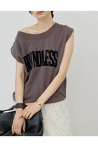 【ガリャルダガランテ/GALLARDAGALANTE】のオフショルロゴスウェットTシャツ チャコールグレー|ID:prp329100004601650