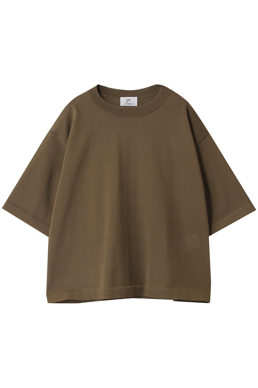 【プルミエ アロンディスモン/1er Arrondissement】のドライニットTシャツ インテリア・キッズ・メンズ・レディースファッション・服の通販 founy(ファニー) ファッション Fashion レディースファッション Fashion for Women トップス・カットソー Cut & Sew Tops ニット Knit Tops & Sweaters シャツ・ブラウス・オフィスカジュアル Elegant Blouses & Button-Ups ロングTシャツ・Tシャツ Longline T-Shirts & Tees カジュアルプルオーバー・ニットトップス Pullovers & Knit Tops / Casual Pullovers シアー Sheer, See-Through シンプル Simple, Minimal ブラウン|ID: prp329100004601657 ipo3291000000036118584