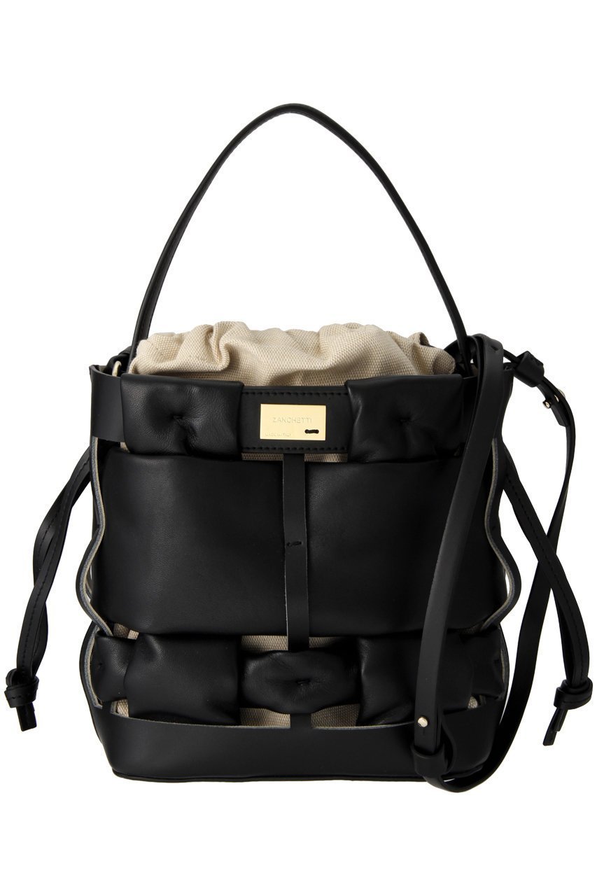 【ザンチェッティ/ZANCHETTI】のWOVEN BUCKET SMALL(NAPPA+FABRIC) インテリア・キッズ・メンズ・レディースファッション・服の通販 founy(ファニー) 　ファッション　Fashion　レディースファッション　Fashion for Women　バッグ　Bags　インナー　Innerwear　トレンド　Trend, Trending Now　プレート　Plate, Dish　ランダム　Random, Irregular　人気　Popular, Best Seller　ブラック×オータム|ID: prp329100004601685 ipo3291000000035318485