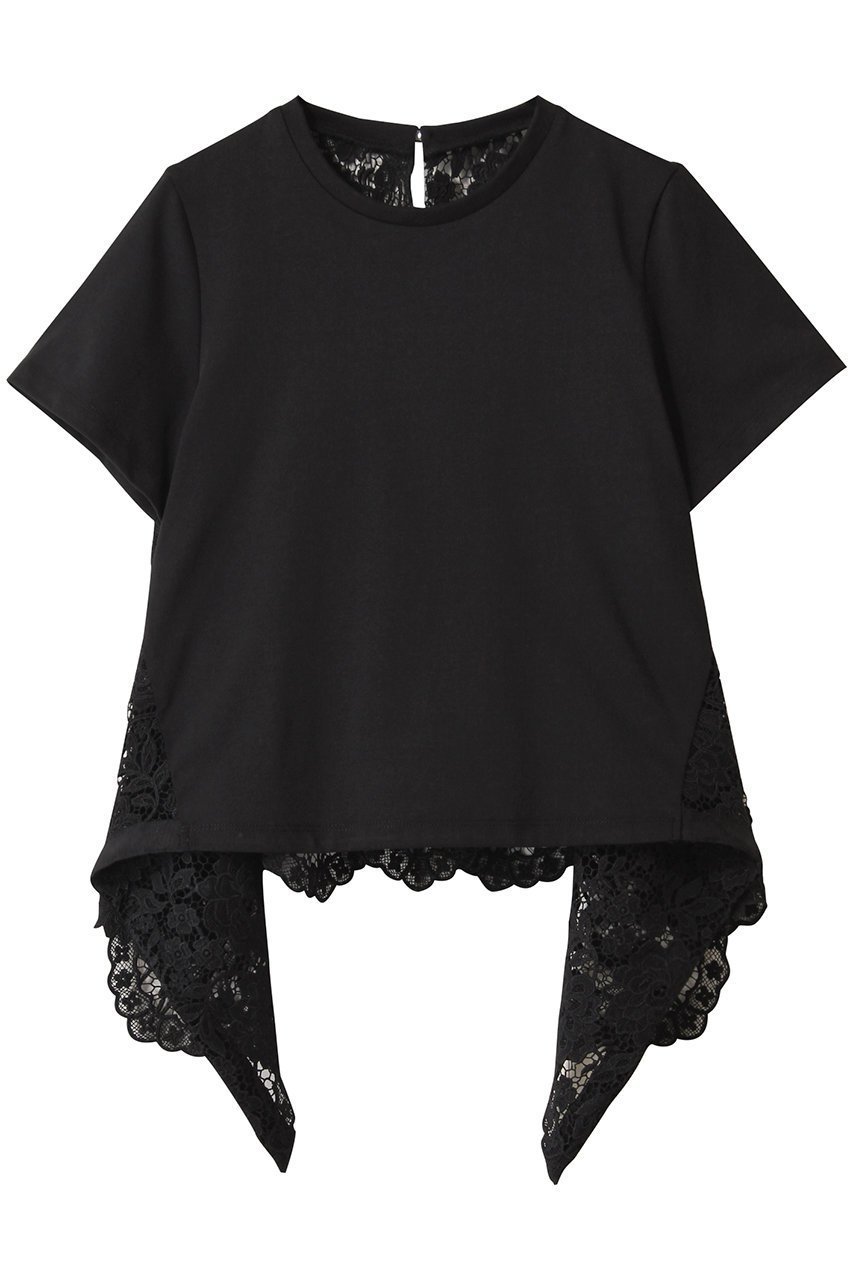【アルアバイル/allureville】の【Loulou Willoughby】レースドッキングPO B インテリア・キッズ・メンズ・レディースファッション・服の通販 founy(ファニー) 　ファッション　Fashion　レディースファッション　Fashion for Women　トップス・カットソー　Cut & Sew Tops　シャツ・ブラウス・オフィスカジュアル　Elegant Blouses & Button-Ups　ロングTシャツ・Tシャツ　Longline T-Shirts & Tees　カットソー・ベーシックTシャツ　Cut-and-Sewn Tops / Stretch Tees & Basics　イレギュラー　Irregular Design　ショート　Short, Short Length　スリーブ　Sleeve, Long Sleeve / Short Sleeve　ドッキング　Docking, Mixed Material　フラワー　Flower, Floral　フロント　Front, Front Design　レース　Lace, Lace Fabric　新作・新入荷　New Arrivals / New In　ブラック|ID: prp329100004602747 ipo3291000000032731472