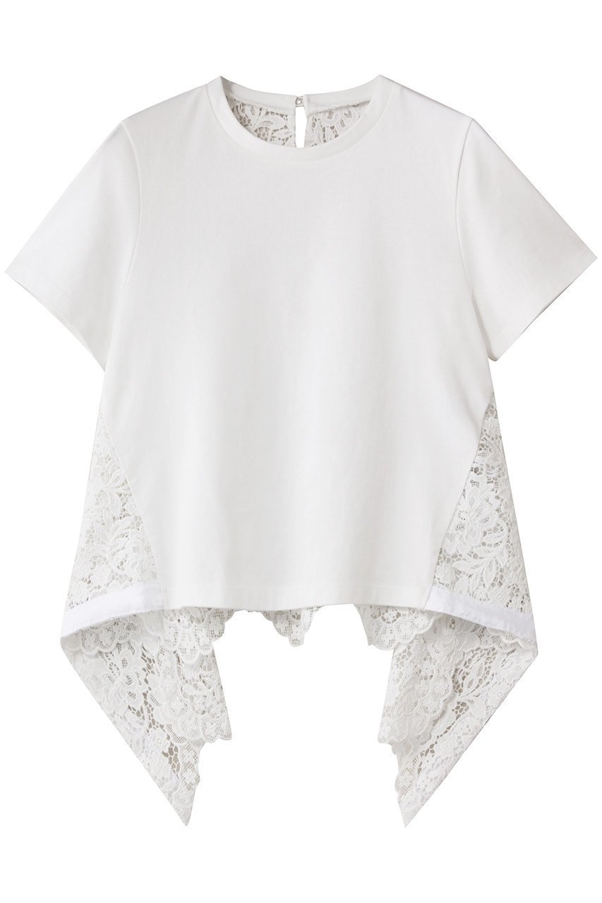 【アルアバイル/allureville】の【Loulou Willoughby】レースドッキングPO B インテリア・キッズ・メンズ・レディースファッション・服の通販 founy(ファニー) 　ファッション　Fashion　レディースファッション　Fashion for Women　トップス・カットソー　Cut & Sew Tops　シャツ・ブラウス・オフィスカジュアル　Elegant Blouses & Button-Ups　ロングTシャツ・Tシャツ　Longline T-Shirts & Tees　カットソー・ベーシックTシャツ　Cut-and-Sewn Tops / Stretch Tees & Basics　イレギュラー　Irregular Design　ショート　Short, Short Length　スリーブ　Sleeve, Long Sleeve / Short Sleeve　ドッキング　Docking, Mixed Material　フラワー　Flower, Floral　フロント　Front, Front Design　レース　Lace, Lace Fabric　ホワイト|ID: prp329100004602747 ipo3291000000033706648