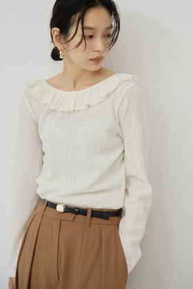 【ガリャルダガランテ/GALLARDAGALANTE】 メッシュフリルカットソー人気、トレンドファッション・服の通販 founy(ファニー) ファッション Fashion レディースファッション Fashion for Women トップス・カットソー Cut & Sew Tops シャツ・ブラウス・オフィスカジュアル Elegant Blouses & Button-Ups ロングTシャツ・Tシャツ Longline T-Shirts & Tees カットソー・ベーシックTシャツ Cut-and-Sewn Tops / Stretch Tees & Basics シンプル Simple, Minimal スリーブ Sleeve, Long Sleeve / Short Sleeve フリル Frill, Ruffle ロング Long, Long-Length エレガント 上品 Elegant 新作・新入荷 New Arrivals / New In |ID:prp329100004602754