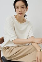 【ガリャルダガランテ/GALLARDAGALANTE】のバックスリットハーフスリーブブラウス 人気、トレンドファッション・服の通販 founy(ファニー) ファッション Fashion レディースファッション Fashion for Women トップス・カットソー Cut & Sew Tops シャツ・ブラウス・オフィスカジュアル Elegant Blouses & Button-Ups バッグ Bags カットソー Cut and Sewn Top ショート Short, Short Length スリット Slit, Slit Detail スリーブ Sleeve, Long Sleeve / Short Sleeve 夏 Summer 新作・新入荷 New Arrivals / New In |ID:prp329100004602758