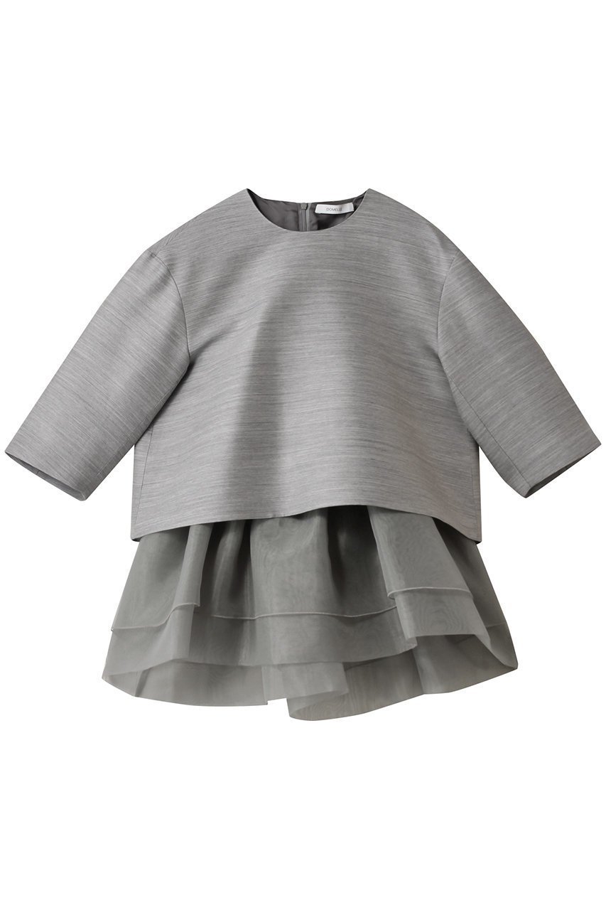 【ドメル/DOMELLE】のウール シルクツイル ブラウス インテリア・キッズ・メンズ・レディースファッション・服の通販 founy(ファニー) 　ファッション　Fashion　レディースファッション　Fashion for Women　トップス・カットソー　Cut & Sew Tops　シャツ・ブラウス・オフィスカジュアル　Elegant Blouses & Button-Ups　ロングTシャツ・Tシャツ　Longline T-Shirts & Tees　カットソー・ベーシックTシャツ　Cut-and-Sewn Tops / Stretch Tees & Basics　2025年　2025　2025-2026秋冬・A/W　Autumn/Winter 2025–26 AW25–26　なめらか　Smooth, Silky Texture　キャミソール　Camisole, Spaghetti Strap Top　ギャザー　Gathered, Ruffled　ショート　Short, Short Length　シルク　Silk, 100% Silk　スリーブ　Sleeve, Long Sleeve / Short Sleeve　フェミニン　Feminine, Girly　フレア　Flare, Flared　A/W・秋冬　Autumn/Winter　グレー|ID: prp329100004602760 ipo3291000000032731860