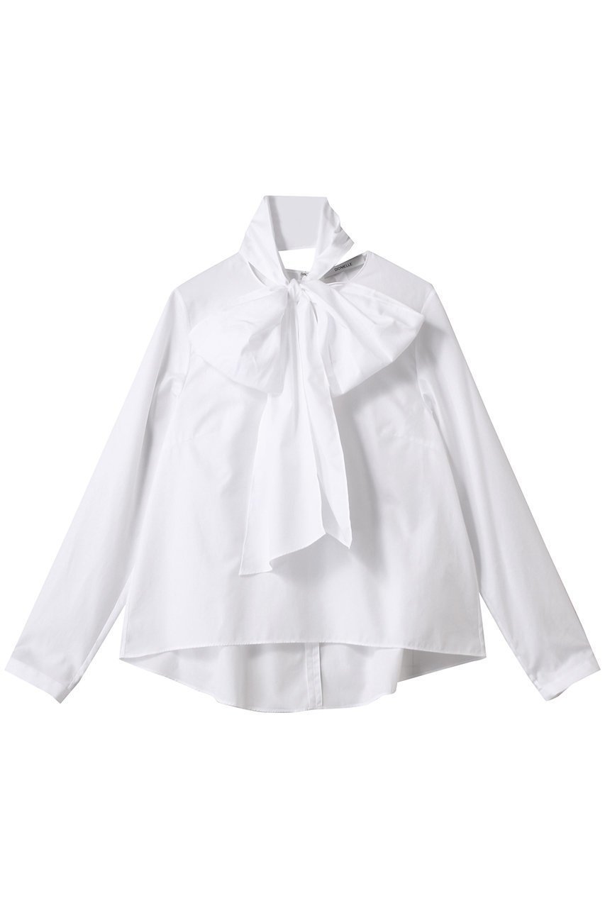 【ドメル/DOMELLE】のビッグ ボウタイ ブラウス インテリア・キッズ・メンズ・レディースファッション・服の通販 founy(ファニー) 　ファッション　Fashion　レディースファッション　Fashion for Women　トップス・カットソー　Cut & Sew Tops　シャツ・ブラウス・オフィスカジュアル　Elegant Blouses & Button-Ups　2025年　2025　2025-2026秋冬・A/W　Autumn/Winter 2025–26 AW25–26　スリーブ　Sleeve, Long Sleeve / Short Sleeve　センター　Center, Center Line　デニム　Denim, Jeans Material　ビッグ　Big, Oversized　ロング　Long, Long-Length　エレガント 上品　Elegant　A/W・秋冬　Autumn/Winter　ホワイト|ID: prp329100004602761 ipo3291000000032731870