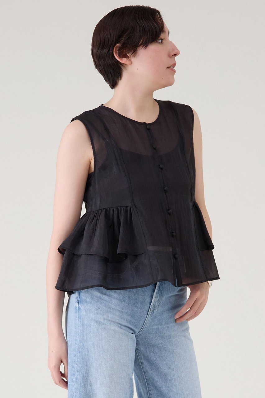 【マルティニーク/martinique】のティアードノースリーブブラウス 人気、トレンドファッション・服の通販 founy(ファニー) 　ファッション　Fashion　レディースファッション　Fashion for Women　トップス・カットソー　Cut & Sew Tops　キャミソール&ノースリーブ　Camisoles & Sleeveless Tops　シャツ・ブラウス・オフィスカジュアル　Elegant Blouses & Button-Ups　おすすめ　Recommended / Our Picks　キャミソール　Camisole, Spaghetti Strap Top　シルク　Silk, 100% Silk　タンク　Tank Top, Sleeveless Top　ティアード　Tiered, Tiered Style　デニム　Denim, Jeans Material　ノースリーブ　Sleeveless, No-Sleeve　夏　Summer　other-4|ID: prp329100004602794 ipo3291000000036098147