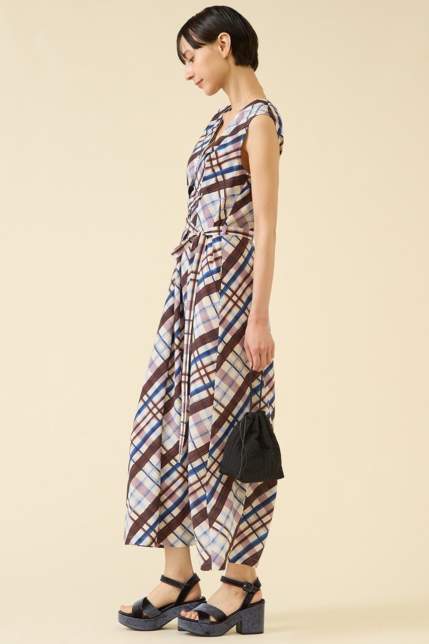 【マルティニーク/martinique】のcheckワンピース(セットアップ可) 人気、トレンドファッション・服の通販 founy(ファニー) 　ファッション　Fashion　レディースファッション　Fashion for Women　ワンピース　Dresses　チュニック　Tunic Tops & Dresses　おすすめ　Recommended / Our Picks　シンプル　Simple, Minimal　ジョーゼット　Georgette, Semi-Sheer Fabric　セットアップ　Set-Up, Coordinated Outfit　チェック　Check, Plaid, Tartan　チュニック　Tunic, Long Top　ノースリーブ　Sleeveless, No-Sleeve　バイアス　Bias, Diagonal Cut　ロング　Long, Long-Length　再入荷　Restock / Back in Stock　other-2|ID: prp329100004602796 ipo3291000000035888106