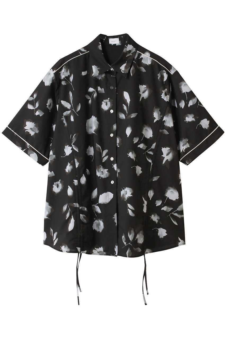 【マノフ/MANOF】のBLURRED FLOWER SHIRTS シャツ・ブラウス インテリア・キッズ・メンズ・レディースファッション・服の通販 founy(ファニー) 　ファッション　Fashion　レディースファッション　Fashion for Women　トップス・カットソー　Cut & Sew Tops　シャツ・ブラウス・オフィスカジュアル　Elegant Blouses & Button-Ups　シェイプ　Shape, Slim Fit　ショート　Short, Short Length　スリーブ　Sleeve, Long Sleeve / Short Sleeve　パイピング　Piping, Trim Design　フラワー　Flower, Floral　フロント　Front, Front Design　ボックス　Boxy, Box Shape　モチーフ　Motif, Design Theme　BLACK|ID: prp329100004603480 ipo3291000000035932637