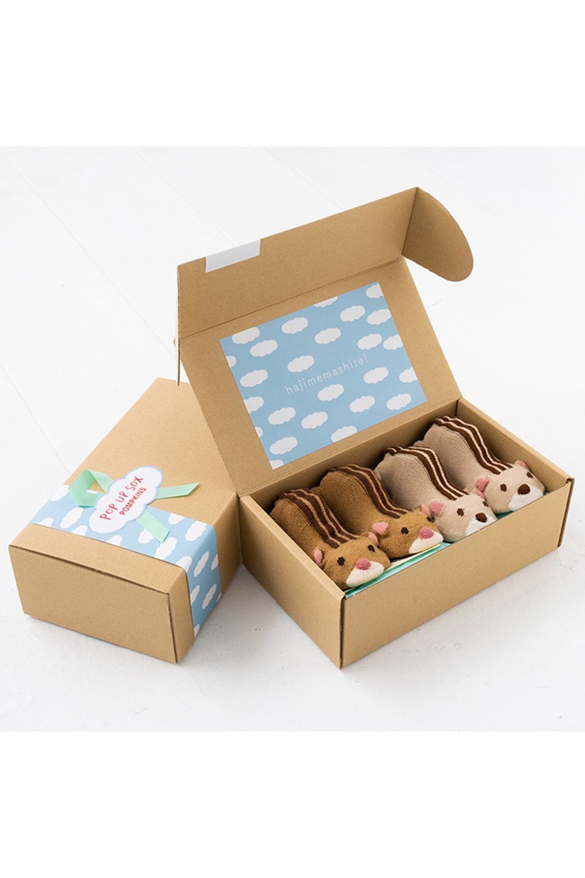 【ポプキンズ/POMPKINS / KIDS】の【Baby】POP UP SOX ギフトボックスセット インテリア・キッズ・メンズ・レディースファッション・服の通販 founy(ファニー) 　ファッション　Fashion　キッズファッション　Fashion for Kids　キャラクター　Character, Licensed Characters　ギフト プレゼント　Gift / Present　ソックス　Socks, Hosiery　ベビー　Baby, Babywear　ボックス　Boxy, Box Shape　リボン　Ribbon, Bow　人気　Popular, Best Seller　新作・新入荷　New Arrivals / New In　日本製　Made In Japan　シマリス|ID: prp329100004603485 ipo3291000000032745679