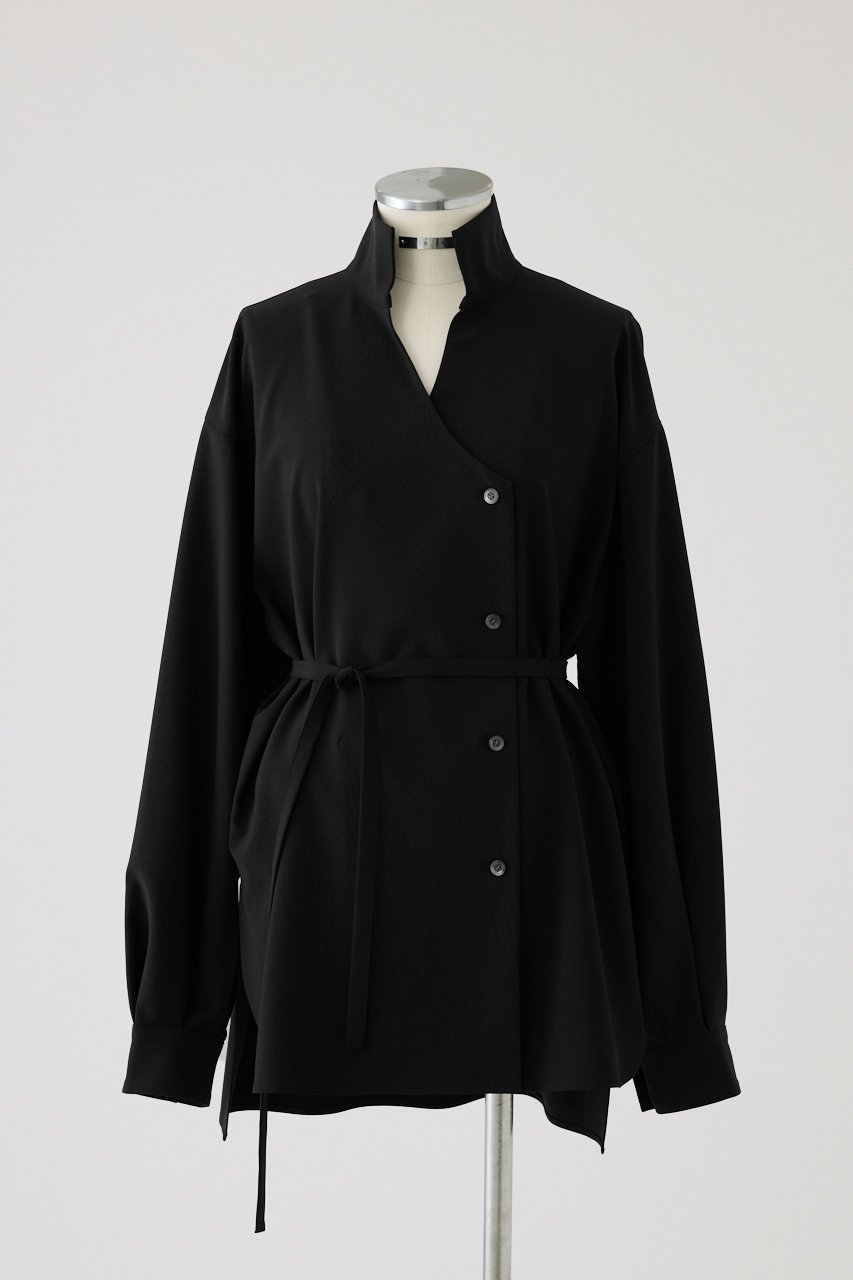【リムアーク/RIM.ARK】のStand collar JK like SH/シャツ インテリア・キッズ・メンズ・レディースファッション・服の通販 founy(ファニー) 　ファッション　Fashion　レディースファッション　Fashion for Women　トップス・カットソー　Cut & Sew Tops　シャツ・ブラウス・オフィスカジュアル　Elegant Blouses & Button-Ups　ジャケット　Jacket, Outerwear　スリーブ　Sleeve, Long Sleeve / Short Sleeve　ミドル　Middle Length, Mid Height　ロング　Long, Long-Length　ワーク　Workwear, Utility Style　新作・新入荷　New Arrivals / New In　旅行　Travel　ブラック|ID: prp329100004604137 ipo3291000000032756422