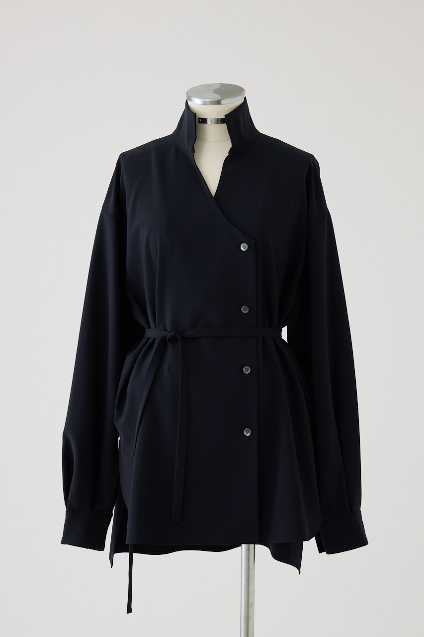 【リムアーク/RIM.ARK】のStand collar JK like SH/シャツ インテリア・キッズ・メンズ・レディースファッション・服の通販 founy(ファニー) 　ファッション　Fashion　レディースファッション　Fashion for Women　トップス・カットソー　Cut & Sew Tops　シャツ・ブラウス・オフィスカジュアル　Elegant Blouses & Button-Ups　ジャケット　Jacket, Outerwear　スリーブ　Sleeve, Long Sleeve / Short Sleeve　ミドル　Middle Length, Mid Height　ロング　Long, Long-Length　ワーク　Workwear, Utility Style　新作・新入荷　New Arrivals / New In　旅行　Travel　ネイビー|ID: prp329100004604137 ipo3291000000032756423