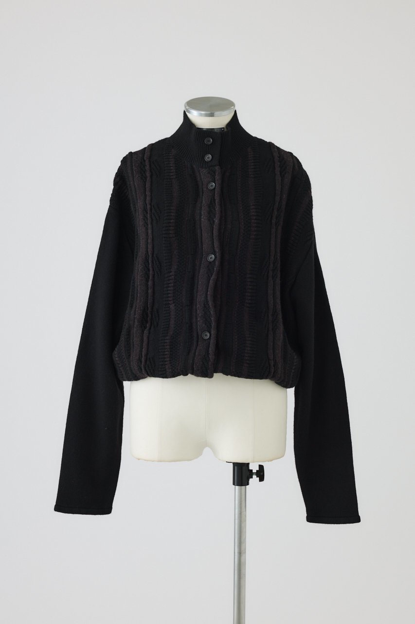 【リムアーク/RIM.ARK】のDifferent surfaces knit CD/ニットカーディガン 人気、トレンドファッション・服の通販 founy(ファニー) 　ファッション　Fashion　レディースファッション　Fashion for Women　トップス・カットソー　Cut & Sew Tops　ニット　Knit Tops & Sweaters　カーディガン・羽織り　Layered Style Cardigans　カーディガン　Cardigan, Knitwear　スタンド　Stand Collar, Upright Stand　バランス　Balance, Style Balance　ヴィンテージ　Vintage Style　定番　Standard, Basic Item　新作・新入荷　New Arrivals / New In　 other-1|ID: prp329100004604140 ipo3291000000032756449