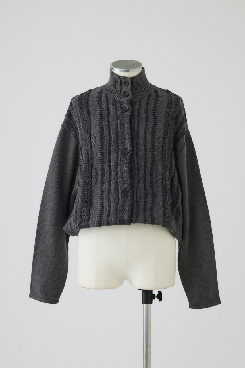 【リムアーク/RIM.ARK】のDifferent surfaces knit CD/ニットカーディガン インテリア・キッズ・メンズ・レディースファッション・服の通販 founy(ファニー) 　ファッション　Fashion　レディースファッション　Fashion for Women　トップス・カットソー　Cut & Sew Tops　ニット　Knit Tops & Sweaters　カーディガン・羽織り　Layered Style Cardigans　カーディガン　Cardigan, Knitwear　スタンド　Stand Collar, Upright Stand　バランス　Balance, Style Balance　ヴィンテージ　Vintage Style　定番　Standard, Basic Item　新作・新入荷　New Arrivals / New In　グレー|ID: prp329100004604140 ipo3291000000032756452