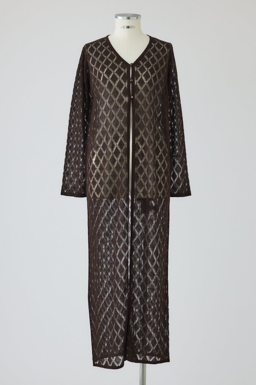 【リムアーク/RIM.ARK】のLace knit gown/ニット インテリア・キッズ・メンズ・レディースファッション・服の通販 founy(ファニー) 　ファッション　Fashion　レディースファッション　Fashion for Women　トップス・カットソー　Cut & Sew Tops　ニット　Knit Tops & Sweaters　カジュアルプルオーバー・ニットトップス　Pullovers & Knit Tops / Casual Pullovers　おすすめ　Recommended / Our Picks　インナー　Innerwear　ガウン　Gown, Robe　シンプル　Simple, Minimal　フロント　Front, Front Design　ロング　Long, Long-Length　新作・新入荷　New Arrivals / New In　ブラウン|ID: prp329100004604144 ipo3291000000032756487