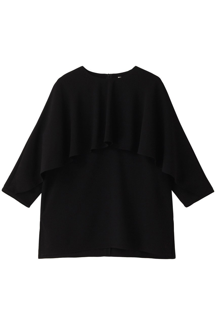 【デザイン ワークス/DESIGN WORKS】のケープブラウス インテリア・キッズ・メンズ・レディースファッション・服の通販 founy(ファニー) 　ファッション　Fashion　レディースファッション　Fashion for Women　トップス・カットソー　Cut & Sew Tops　シャツ・ブラウス・オフィスカジュアル　Elegant Blouses & Button-Ups　サテン　Satin, Glossy Fabric　ショート　Short, Short Length　ストレッチ　Stretch, Stretchy Fabric　スリーブ　Sleeve, Long Sleeve / Short Sleeve　夏　Summer　春　Spring　S/S・春夏　SS, Spring/Summer, Warm Season　ブラック|ID: prp329100004604743 ipo3291000000034955061