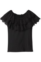 【アルアバイル/allureville】の【Loulou Willoughby】レーススカラッププルオーバー 人気、トレンドファッション・服の通販 founy(ファニー) ファッション Fashion レディースファッション Fashion for Women トップス・カットソー Cut & Sew Tops シャツ・ブラウス・オフィスカジュアル Elegant Blouses & Button-Ups ロングTシャツ・Tシャツ Longline T-Shirts & Tees カジュアルプルオーバー・ニットトップス Pullovers & Knit Tops / Casual Pullovers カットソー・ベーシックTシャツ Cut-and-Sewn Tops / Stretch Tees & Basics 2025年 2025 2025-2026秋冬・A/W Autumn/Winter 2025–26 AW25–26 ショート Short, Short Length スリーブ Sleeve, Long Sleeve / Short Sleeve ティアード Tiered, Tiered Style デニム Denim, Jeans Material フェミニン Feminine, Girly レース Lace, Lace Fabric A/W・秋冬 Autumn/Winter thumbnail ブラック|ID: prp329100004604768 ipo3291000000032769524