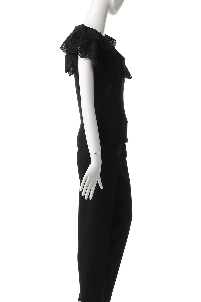 【アルアバイル/allureville】の【Loulou Willoughby】レーススカラッププルオーバー 人気、トレンドファッション・服の通販 founy(ファニー) 　ファッション　Fashion　レディースファッション　Fashion for Women　トップス・カットソー　Cut & Sew Tops　シャツ・ブラウス・オフィスカジュアル　Elegant Blouses & Button-Ups　ロングTシャツ・Tシャツ　Longline T-Shirts & Tees　カジュアルプルオーバー・ニットトップス　Pullovers & Knit Tops / Casual Pullovers　カットソー・ベーシックTシャツ　Cut-and-Sewn Tops / Stretch Tees & Basics　2025年　2025　2025-2026秋冬・A/W　Autumn/Winter 2025–26 AW25–26　ショート　Short, Short Length　スリーブ　Sleeve, Long Sleeve / Short Sleeve　ティアード　Tiered, Tiered Style　デニム　Denim, Jeans Material　フェミニン　Feminine, Girly　レース　Lace, Lace Fabric　A/W・秋冬　Autumn/Winter　other-3|ID: prp329100004604768 ipo3291000000032769526