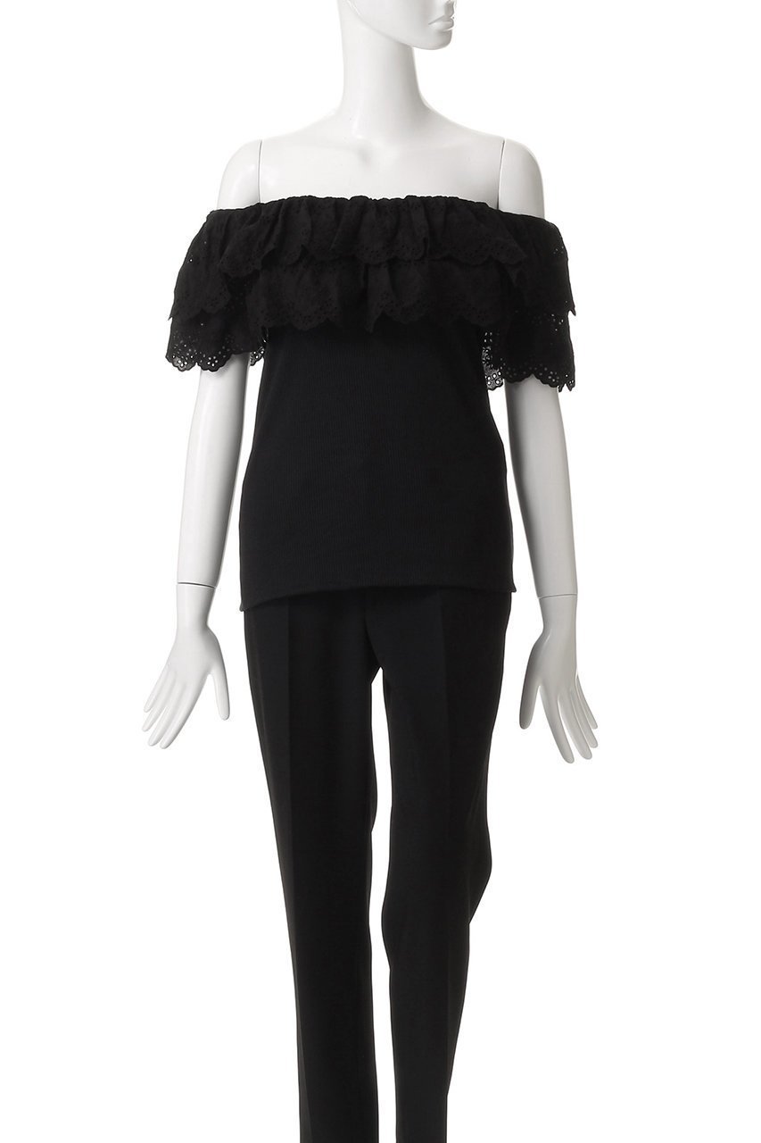 【アルアバイル/allureville】の【Loulou Willoughby】レーススカラッププルオーバー 人気、トレンドファッション・服の通販 founy(ファニー) 　ファッション　Fashion　レディースファッション　Fashion for Women　トップス・カットソー　Cut & Sew Tops　シャツ・ブラウス・オフィスカジュアル　Elegant Blouses & Button-Ups　ロングTシャツ・Tシャツ　Longline T-Shirts & Tees　カジュアルプルオーバー・ニットトップス　Pullovers & Knit Tops / Casual Pullovers　カットソー・ベーシックTシャツ　Cut-and-Sewn Tops / Stretch Tees & Basics　2025年　2025　2025-2026秋冬・A/W　Autumn/Winter 2025–26 AW25–26　ショート　Short, Short Length　スリーブ　Sleeve, Long Sleeve / Short Sleeve　ティアード　Tiered, Tiered Style　デニム　Denim, Jeans Material　フェミニン　Feminine, Girly　レース　Lace, Lace Fabric　A/W・秋冬　Autumn/Winter　other-6|ID: prp329100004604768 ipo3291000000032769529