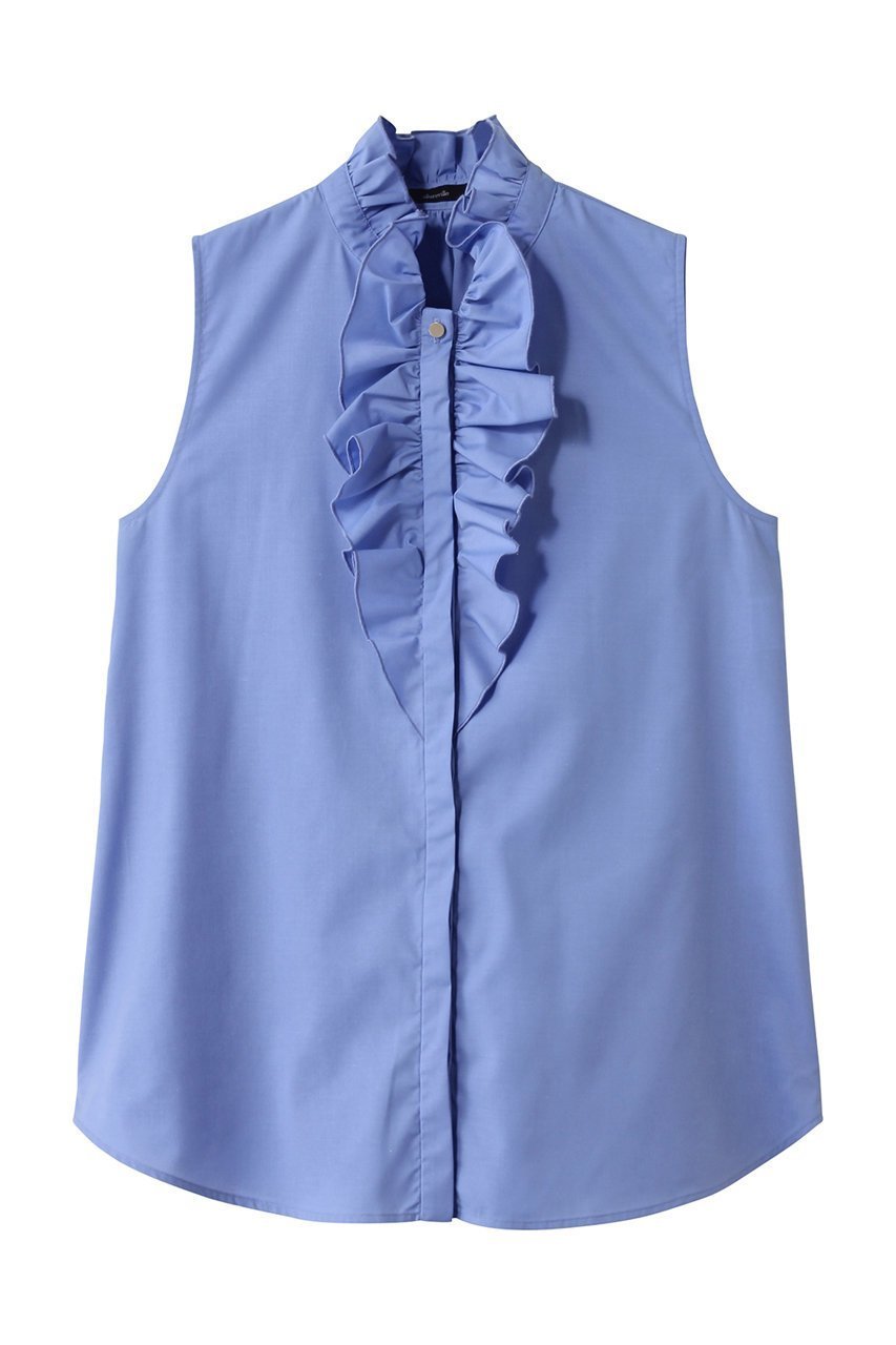 【アルアバイル/allureville】のフロントフリルノースリブラウス インテリア・キッズ・メンズ・レディースファッション・服の通販 founy(ファニー) 　ファッション　Fashion　レディースファッション　Fashion for Women　トップス・カットソー　Cut & Sew Tops　キャミソール&ノースリーブ　Camisoles & Sleeveless Tops　シャツ・ブラウス・オフィスカジュアル　Elegant Blouses & Button-Ups　2025年　2025　2025-2026秋冬・A/W　Autumn/Winter 2025–26 AW25–26　デニム　Denim, Jeans Material　ノースリーブ　Sleeveless, No-Sleeve　フリル　Frill, Ruffle　フレア　Flare, Flared　エレガント 上品　Elegant　A/W・秋冬　Autumn/Winter　ブルー|ID: prp329100004604805 ipo3291000000032770308