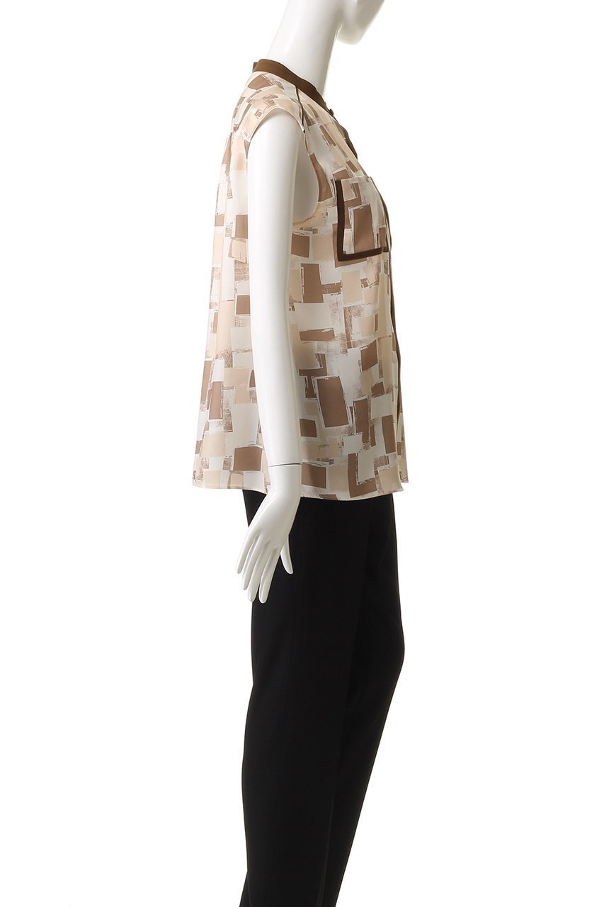 【アルアバイル/allureville】のLISAジオメトリックPTノースリブラウス 人気、トレンドファッション・服の通販 founy(ファニー) 　ファッション　Fashion　レディースファッション　Fashion for Women　トップス・カットソー　Cut & Sew Tops　キャミソール&ノースリーブ　Camisoles & Sleeveless Tops　シャツ・ブラウス・オフィスカジュアル　Elegant Blouses & Button-Ups　インナー　Innerwear　カーディガン　Cardigan, Knitwear　シンプル　Simple, Minimal　ジャケット　Jacket, Outerwear　ノースリーブ　Sleeveless, No-Sleeve　ファブリック　Fabric, Textile　プリント　Print, Printed Pattern　ポケット　Pocket, Pocket Detail　モダン　Modern, Contemporary　夏　Summer　無地　Plain, Solid Color　秋　Autumn　other-3|ID: prp329100004604806 ipo3291000000035662303