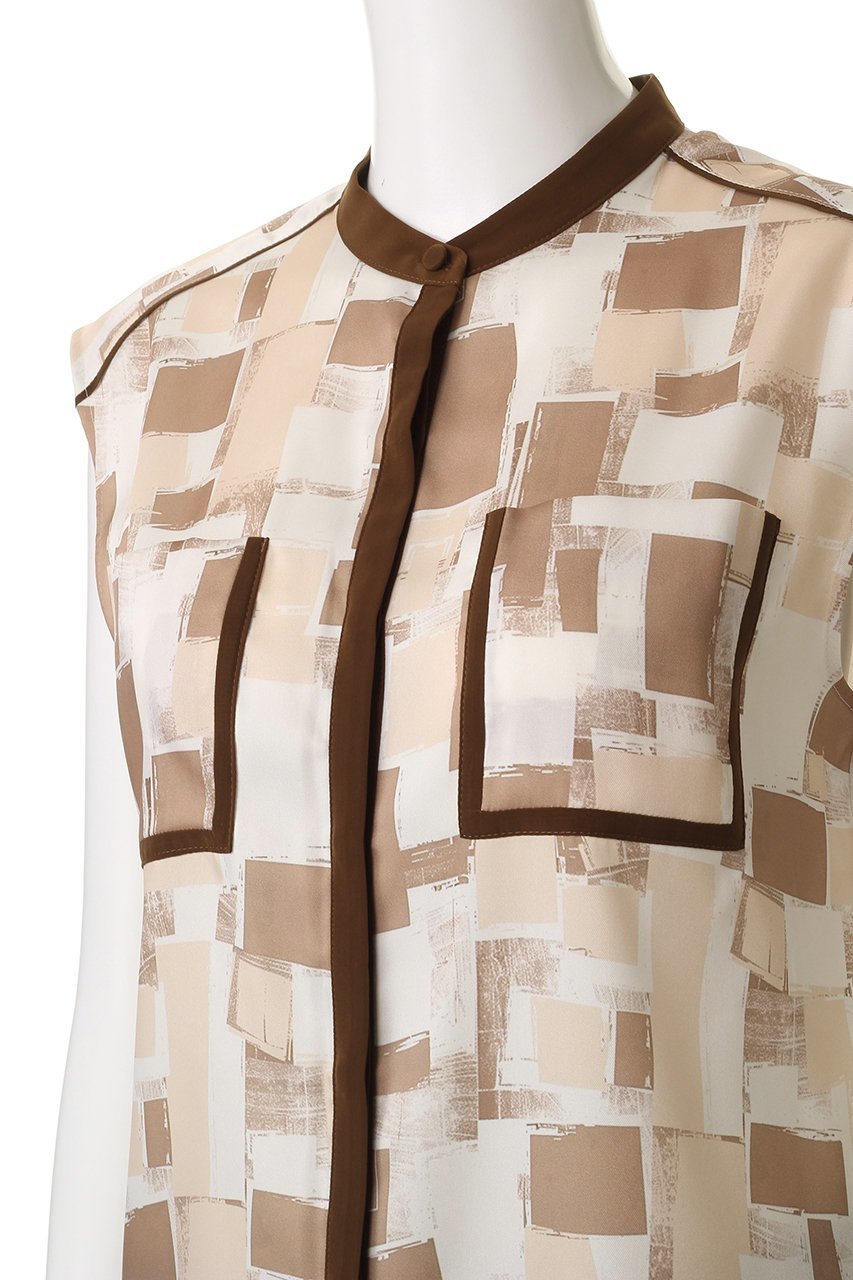 【アルアバイル/allureville】のLISAジオメトリックPTノースリブラウス 人気、トレンドファッション・服の通販 founy(ファニー) 　ファッション　Fashion　レディースファッション　Fashion for Women　トップス・カットソー　Cut & Sew Tops　キャミソール&ノースリーブ　Camisoles & Sleeveless Tops　シャツ・ブラウス・オフィスカジュアル　Elegant Blouses & Button-Ups　インナー　Innerwear　カーディガン　Cardigan, Knitwear　シンプル　Simple, Minimal　ジャケット　Jacket, Outerwear　ノースリーブ　Sleeveless, No-Sleeve　ファブリック　Fabric, Textile　プリント　Print, Printed Pattern　ポケット　Pocket, Pocket Detail　モダン　Modern, Contemporary　夏　Summer　無地　Plain, Solid Color　秋　Autumn　other-5|ID: prp329100004604806 ipo3291000000035662307