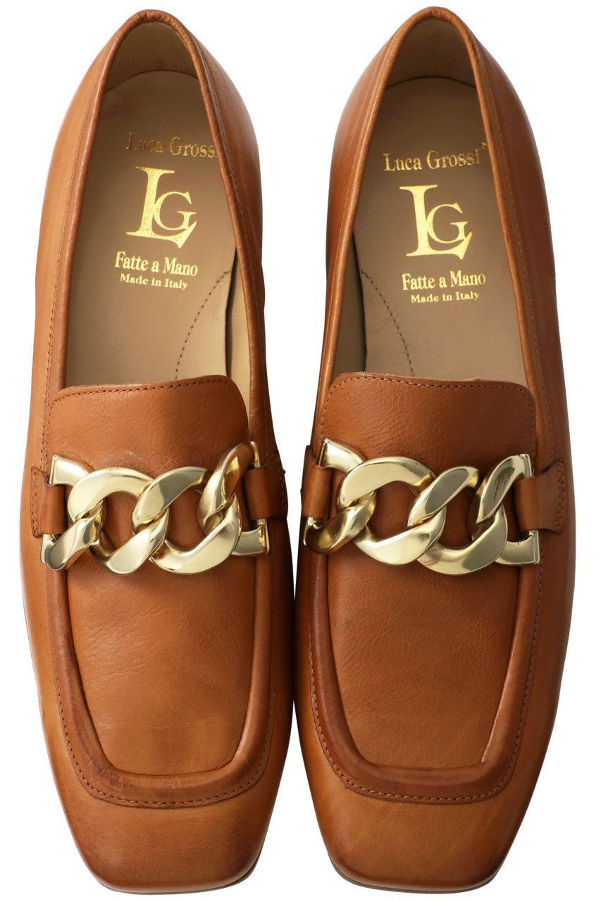 【ルカグロッシ/LucaGrossi】のスクエアトゥチェーンローファー インテリア・キッズ・メンズ・レディースファッション・服の通販 founy(ファニー) 　ファッション　Fashion　レディースファッション　Fashion for Women　イタリア　Italy　シューズ　Shoes, Footwear　シンプル　Simple, Minimal　チェーン　Chain, Chain Strap　フォルム　Silhouette, Form　フラット　Flat, Flat Shoes　ブラウン|ID: prp329100004604934 ipo3291000000032772571