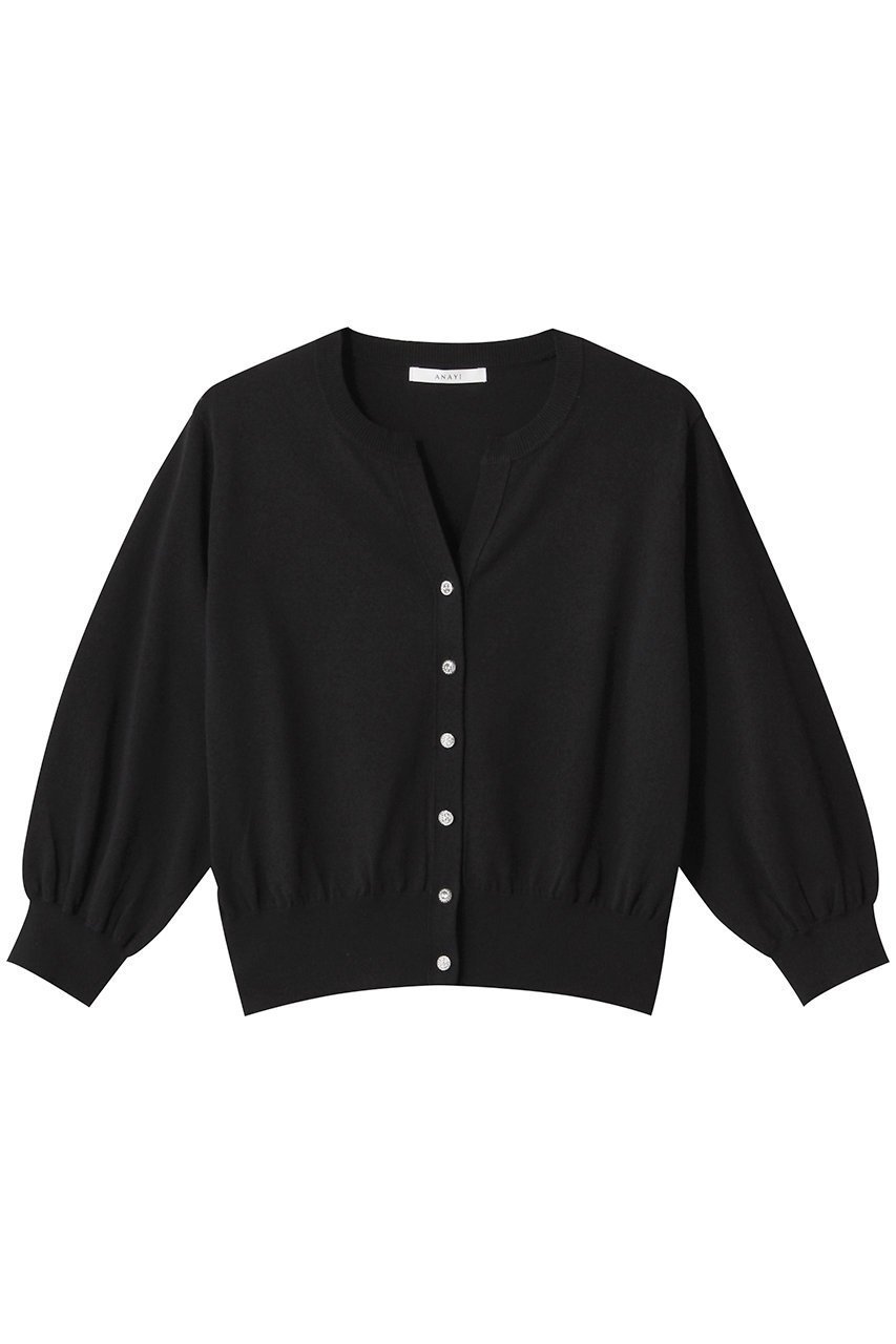 【アナイ/ANAYI】のキーネックアソート釦カーディガン インテリア・キッズ・メンズ・レディースファッション・服の通販 founy(ファニー) ファッション Fashion レディースファッション Fashion for Women トップス・カットソー Cut & Sew Tops ニット Knit Tops & Sweaters カーディガン・羽織り Layered Style Cardigans カーディガン Cardigan, Knitwear シアー Sheer, See-Through スリット Slit, Slit Detail エレガント 上品 Elegant ブラック|ID: prp329100004605456 ipo3291000000032786144