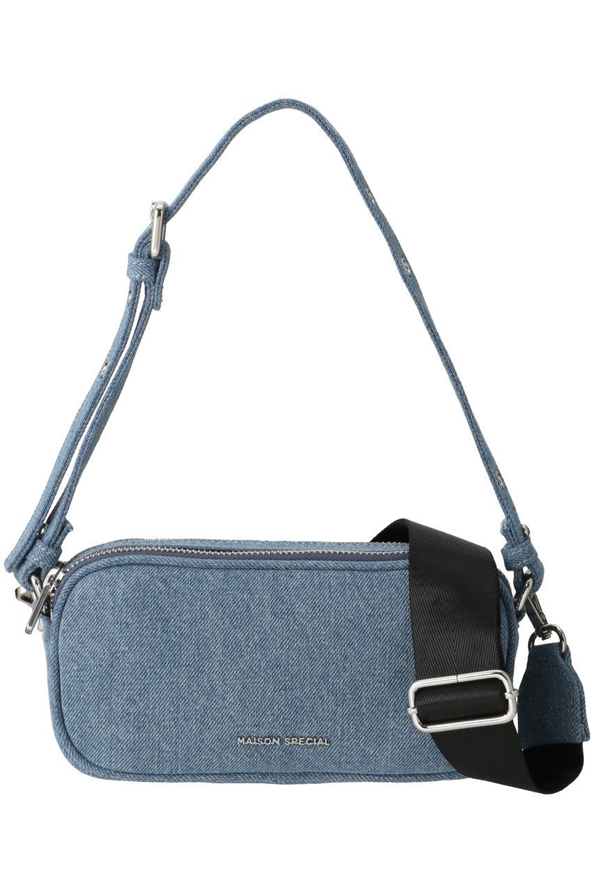 【メゾンスペシャル/MAISON SPECIAL】のDouble Zipper Bag/ダブルファスナーバッグ インテリア・キッズ・メンズ・レディースファッション・服の通販 founy(ファニー) 　ファッション　Fashion　レディースファッション　Fashion for Women　バッグ　Bags　アイレット　Eyelet Lace　コンパクト　Compact, Small Size　ショルダー　Shoulder, Shoulder Strap　シンプル　Simple, Minimal　スマホ　Smartphone, Mobile Device　ダブル　Double, Double-Breasted　デニム　Denim, Jeans Material　トレンド　Trend, Trending Now　バランス　Balance, Style Balance　ポケット　Pocket, Pocket Detail　ポーチ　Pouch, Small Case　リアル　Real, Realistic　エレガント 上品　Elegant　BLU(ブルー)|ID: prp329100004605561 ipo3291000000032791152