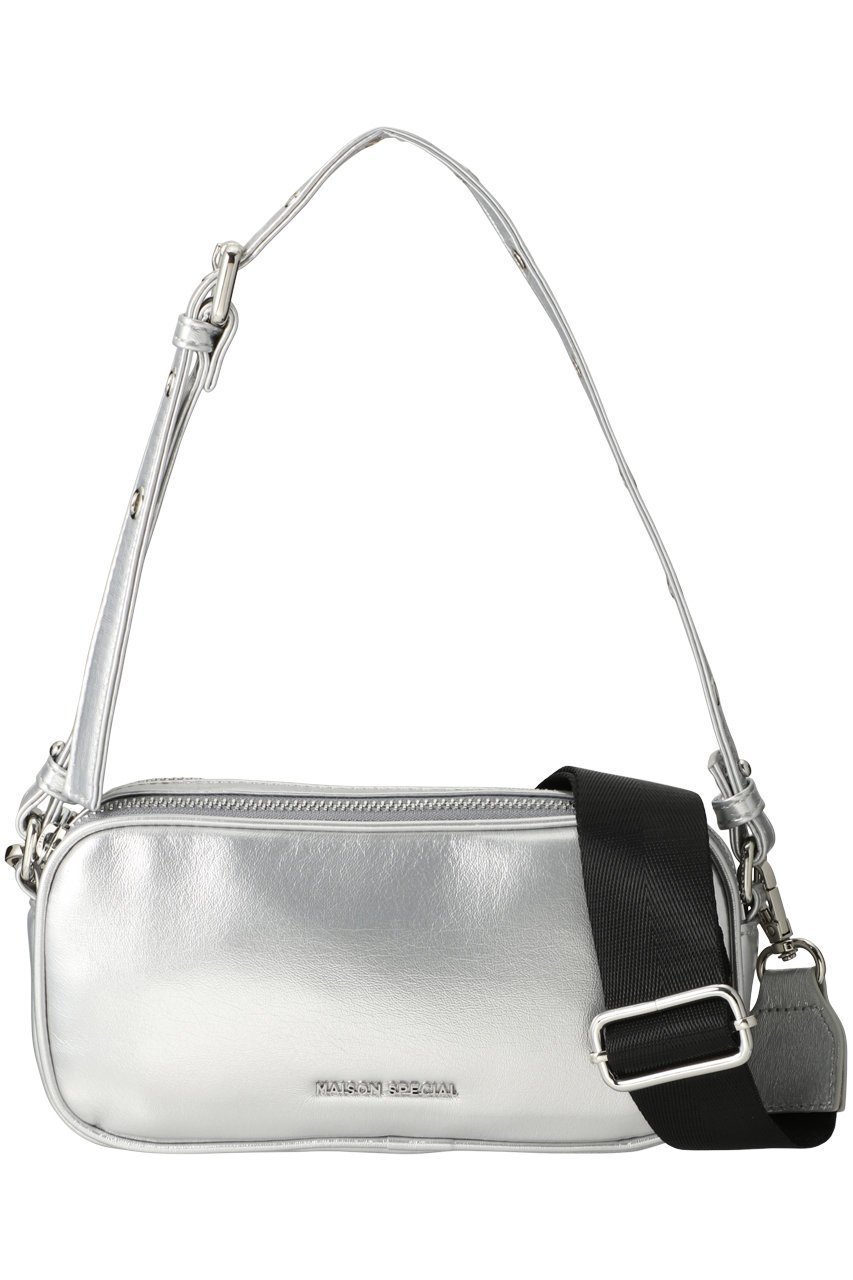 【メゾンスペシャル/MAISON SPECIAL】のDouble Zipper Bag/ダブルファスナーバッグ インテリア・キッズ・メンズ・レディースファッション・服の通販 founy(ファニー) 　ファッション　Fashion　レディースファッション　Fashion for Women　バッグ　Bags　アイレット　Eyelet Lace　コンパクト　Compact, Small Size　ショルダー　Shoulder, Shoulder Strap　シンプル　Simple, Minimal　スマホ　Smartphone, Mobile Device　ダブル　Double, Double-Breasted　デニム　Denim, Jeans Material　トレンド　Trend, Trending Now　バランス　Balance, Style Balance　フェイクレザー　Faux Leather, PU Leather　ポケット　Pocket, Pocket Detail　ポーチ　Pouch, Small Case　リアル　Real, Realistic　エレガント 上品　Elegant　SLV(シルバー)|ID: prp329100004605561 ipo3291000000035053735