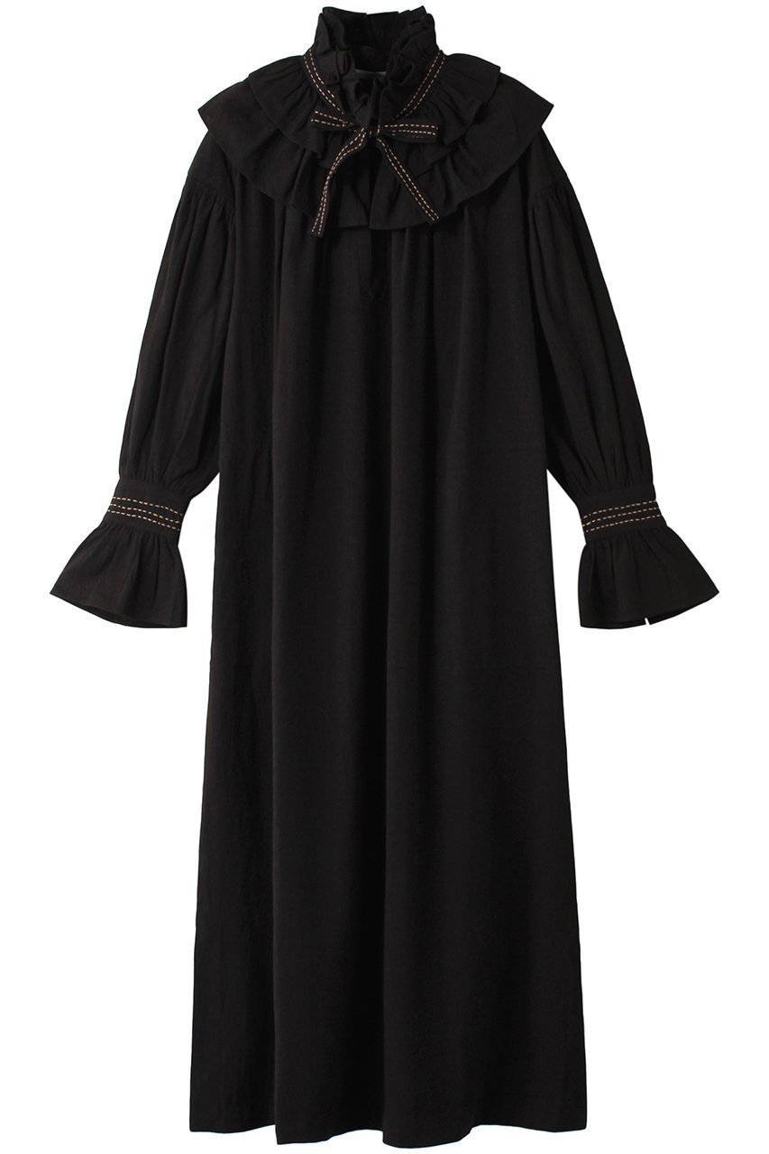 【プレインピープル/PLAIN PEOPLE】の【The fabric of Freedom】CLIMBED COTTON ワンピース インテリア・キッズ・メンズ・レディースファッション・服の通販 founy(ファニー) 　ファッション　Fashion　レディースファッション　Fashion for Women　ワンピース　Dresses　チュニック　Tunic Tops & Dresses　チュニック　Tunic, Long Top　ハンド　Hand, Handmade　パーティ　Party, Party Style　フェミニン　Feminine, Girly　リボン　Ribbon, Bow　ロング　Long, Long-Length　再入荷　Restock / Back in Stock　ブラック|ID: prp329100004605721 ipo3291000000035041238