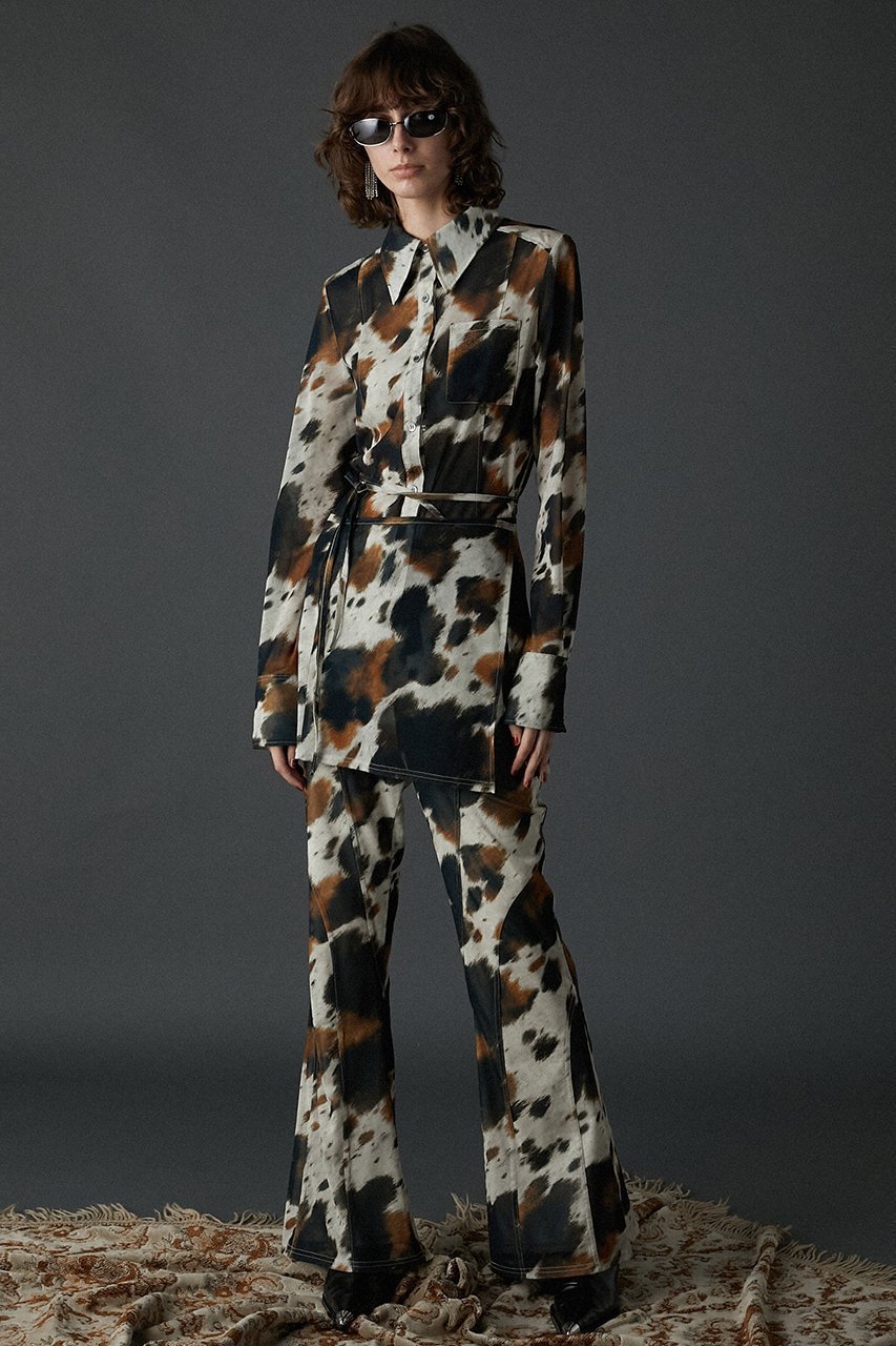 【プランク プロジェクト/PRANK PROJECT】のCOWプリントラップスリムフレアパンツ / COW Printed Wrap Slim Flare 人気、トレンドファッション・服の通販 founy(ファニー) 　ファッション　Fashion　レディースファッション　Fashion for Women　パンツ　Pants & Trousers　トレンド　Trend, Trending Now　フレア　Flare, Flared　プリント　Print, Printed Pattern　ラップ　Wrap, Wrap Design　other-7|ID: prp329100004605766 ipo3291000000032818060